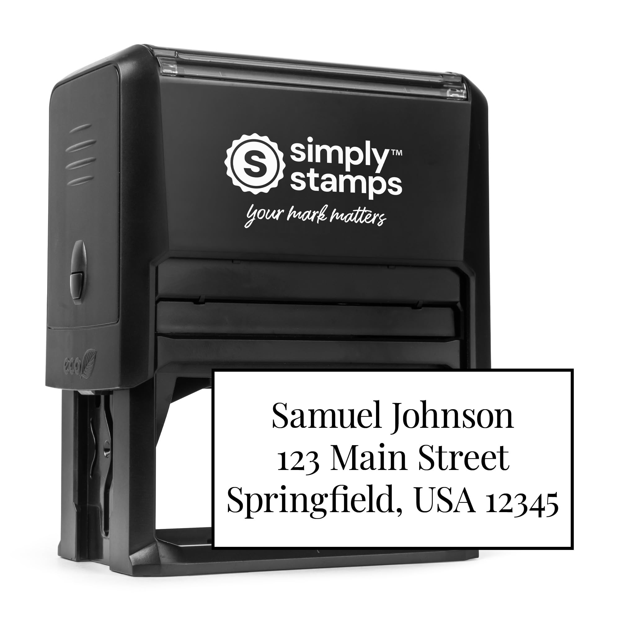 Custom Address Stamp - Multiple Font Options - 3 Line Self-Inking Address Stamp - Up to 3 Lines of Customized Text | Multiple Ink Color Options (1,