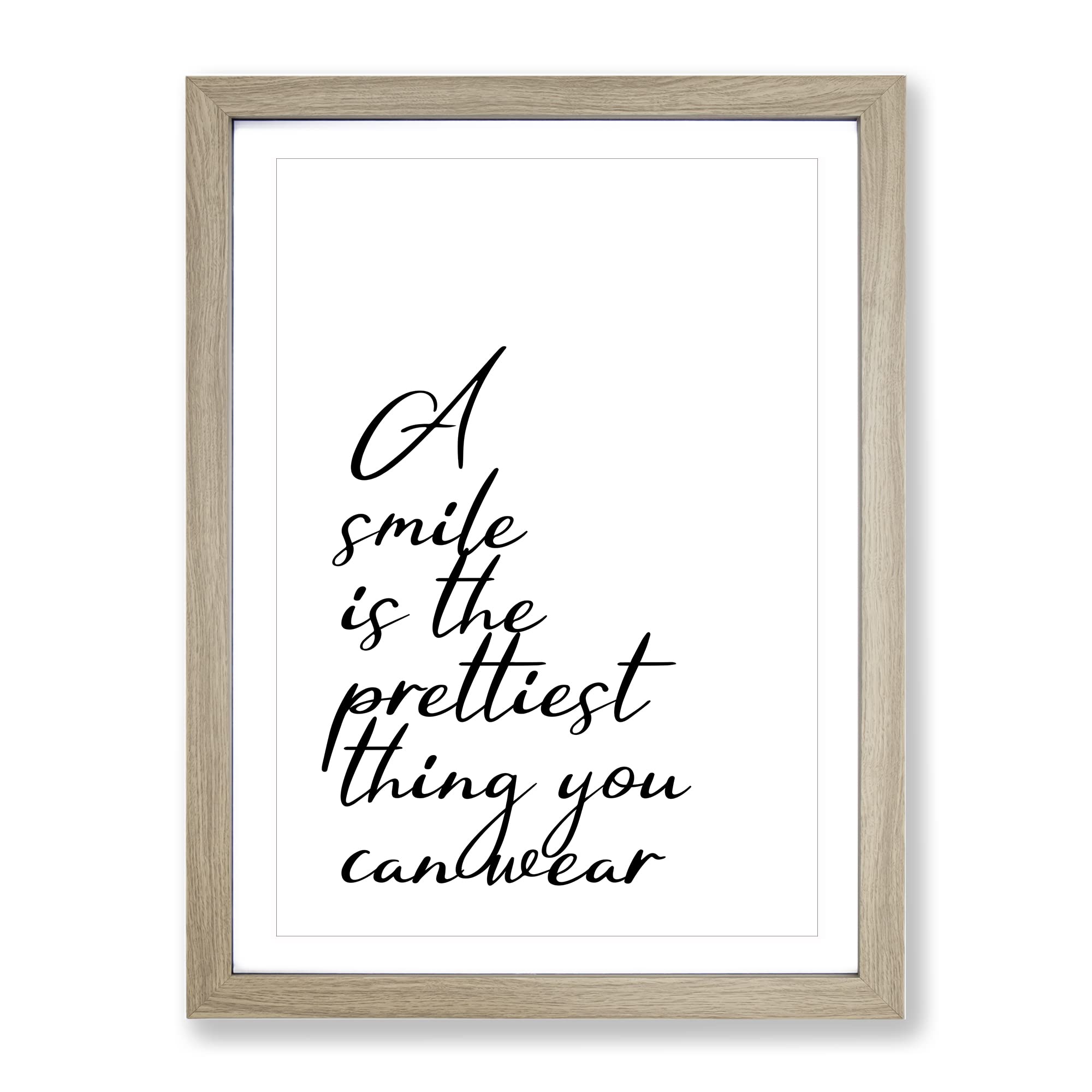 A Smile Is The Prettiest Thing You Can Wear Typography Quote Framed Wall Art Print