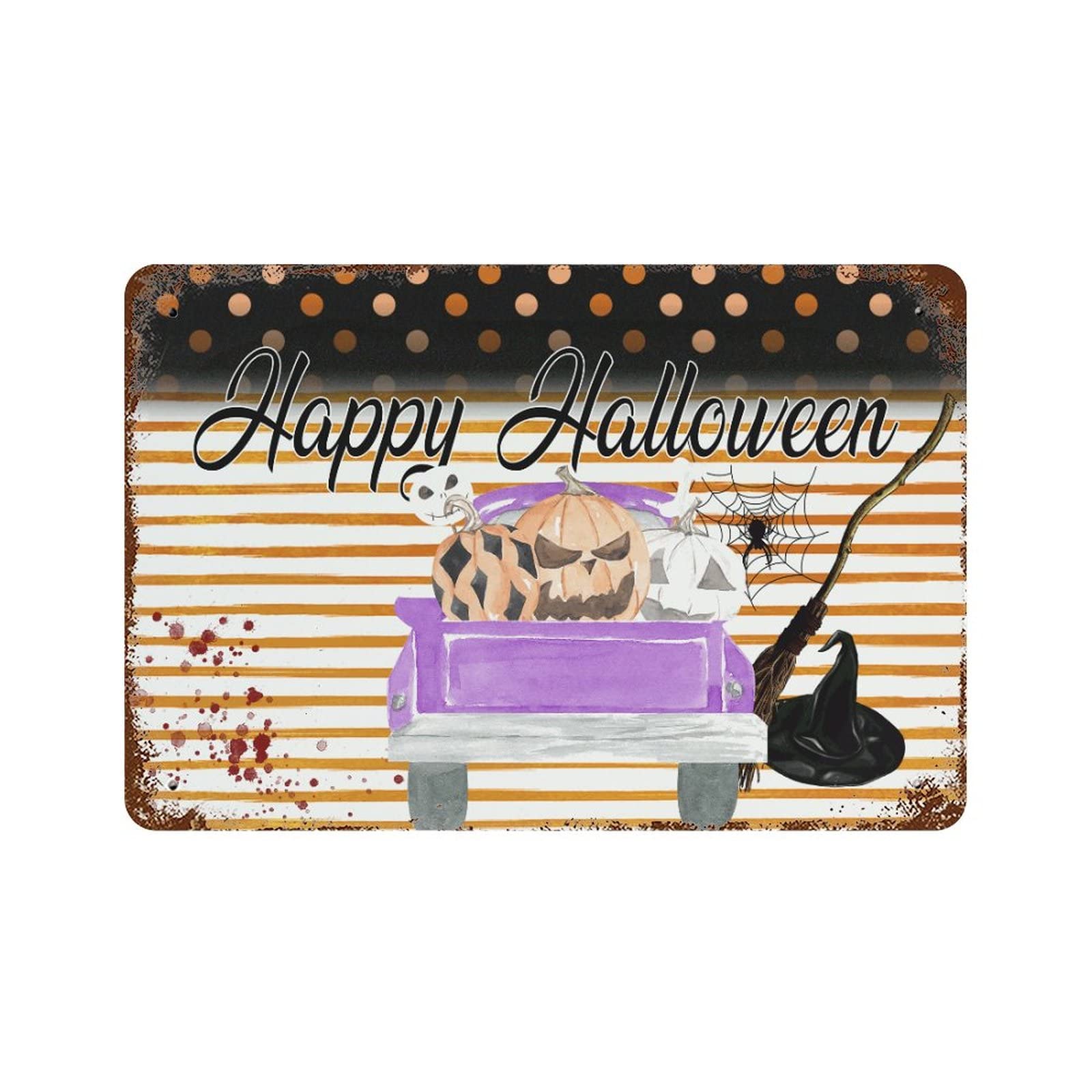 Panneau Happy Halloween métal déco murale effrayante 30x45cm