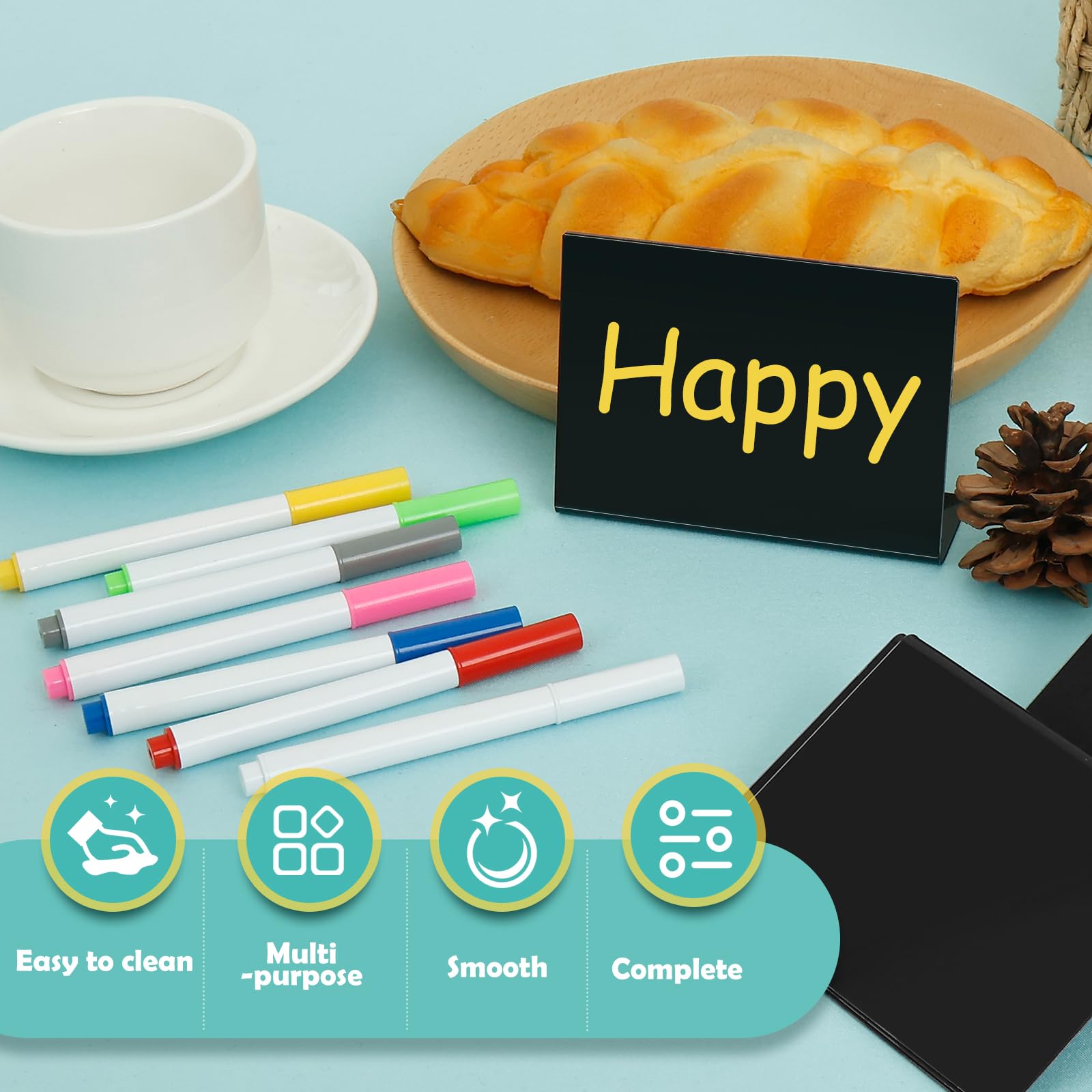 12Pcs Mini Chalkboard Sign, PVC Small Desktop Chalkboard Sign, Reusable L Shape Buffet Table Signs, Small Food Label Table Signs Chalkboards for Food Party Wedding Buffet