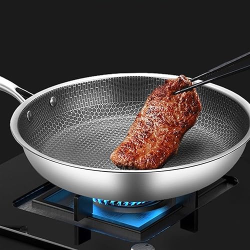 Miniatura 4 de HESNDpdg Skillets Stainless Steel Material Frying Pan Non-Stick Pot Cookware Choose Fried Steak Pot Saucepan Honeycomb Kitchenware