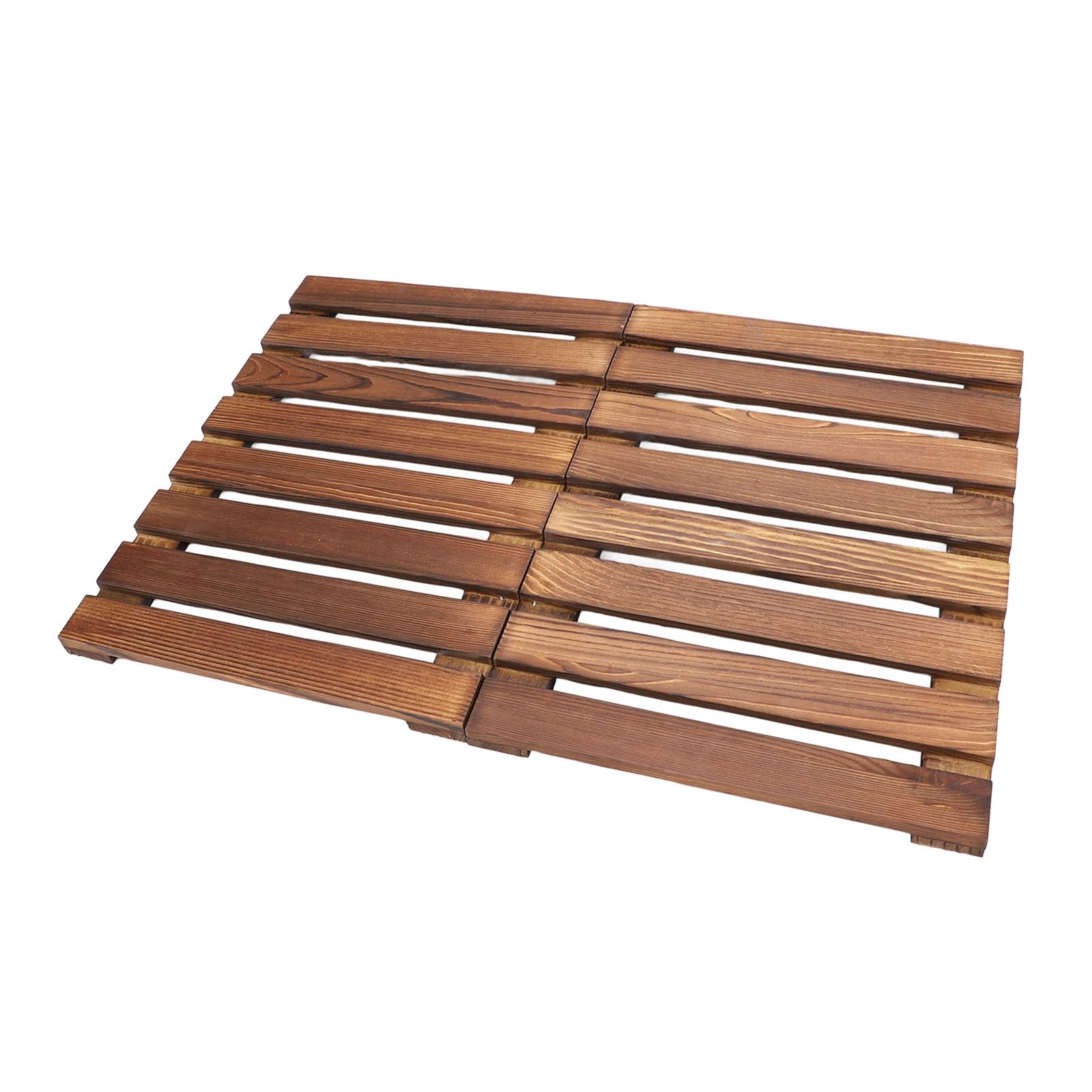 Alfombrilla de Madera para Suelo, Alfombrilla de Ducha de Madera Plegable, Alfombrilla de Baño Antideslizante con 14 Pies Antideslizantes, Alfombrilla para Suelo Interior y
