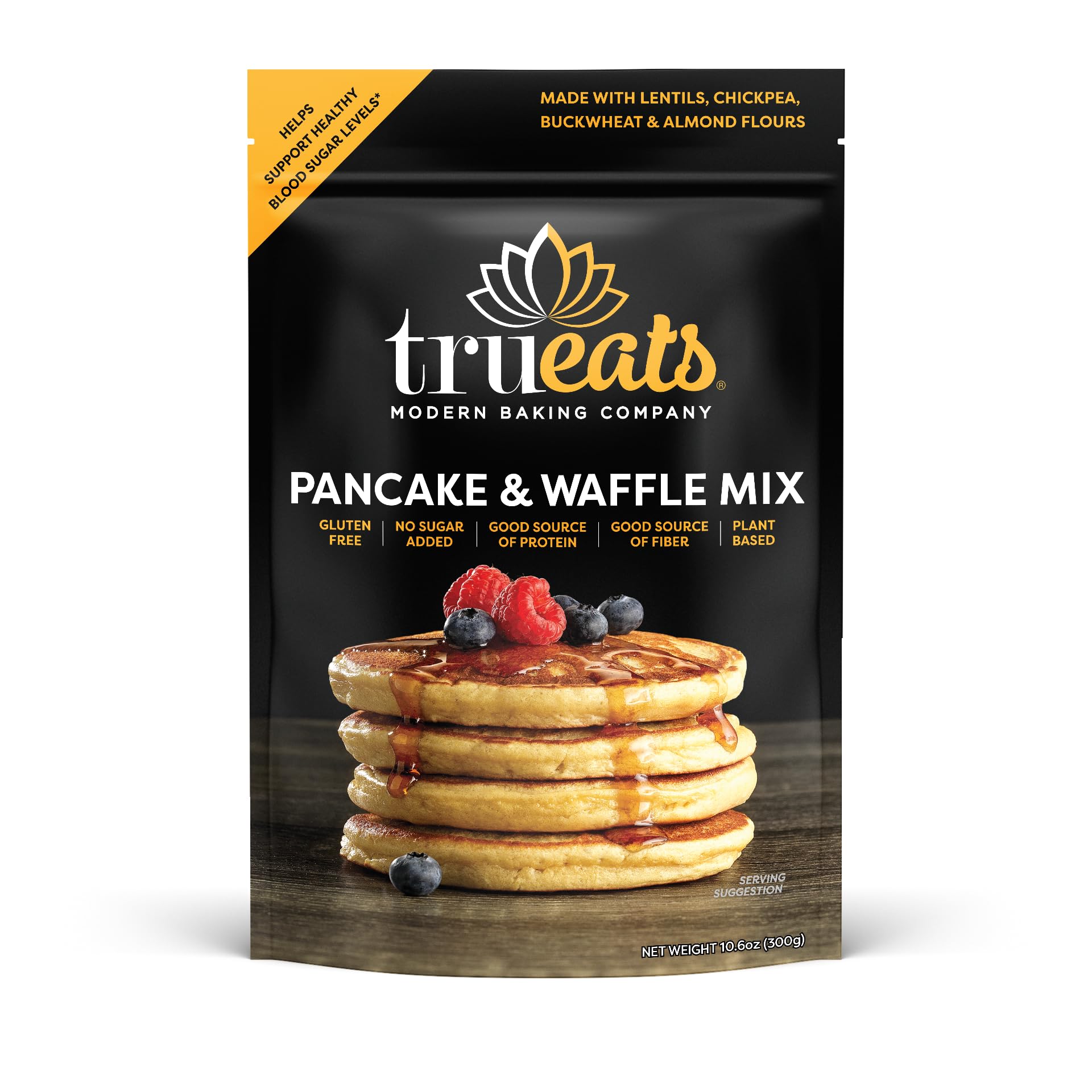 Pancake & Waffle Mix: Low Glycemic, Protein & Fiber Rich, Gluten & Grain Free, Diabetic Friendly, Vegan Friendly, Dairy Free, Plant Based, No Sugar Added