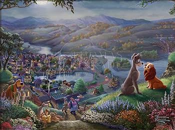 Disney - わんわん物語　レディ　キャンバスアート ディズニー絵画「わんわん物語/フォーリン ラブ」展示用フック付