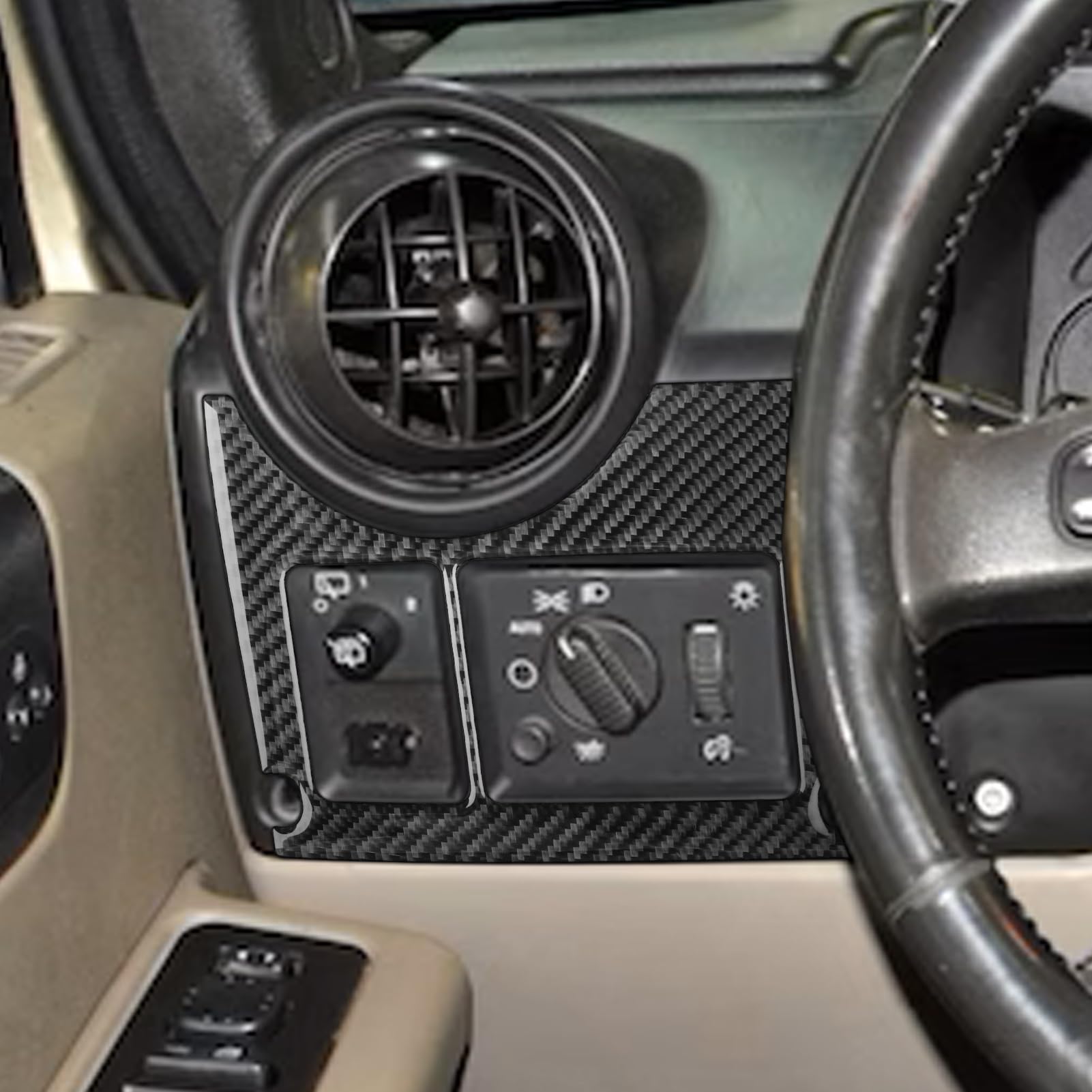 Fobren Real Premium Carbon Fiber Compatible with Hummer H2 2003 2004 2005 2006 2007 Accessories Car Main Driver's air Vent Cover Sticker Decal Auto Interior Trim