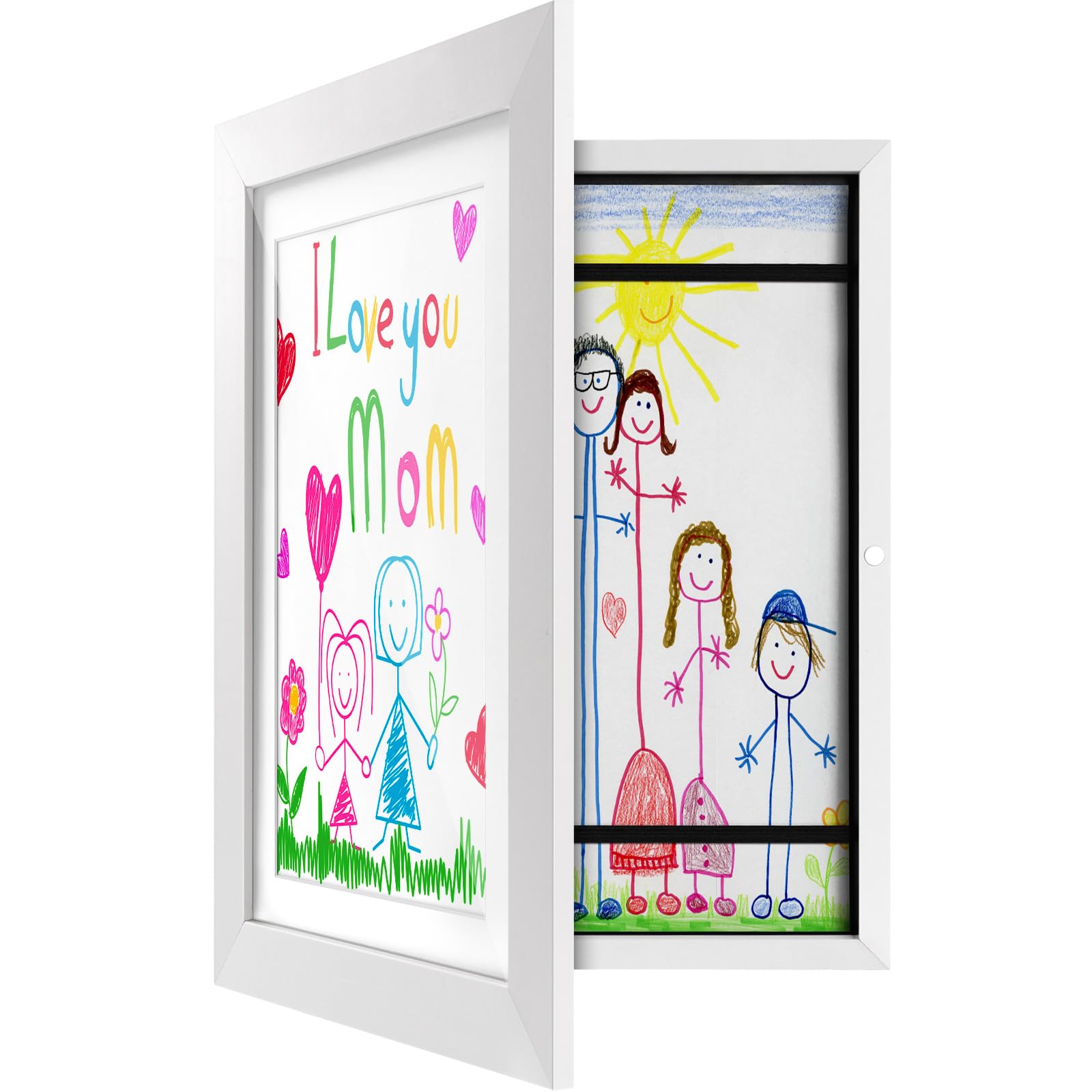Vantimo Bilderrahmen für Kinderzeichnungen,A4 Kunstrahmen mit Frontöffnung für Kinder,A4 Rahmen Kunstwerk Display & Aufbewahrungsrahmen,Weiß