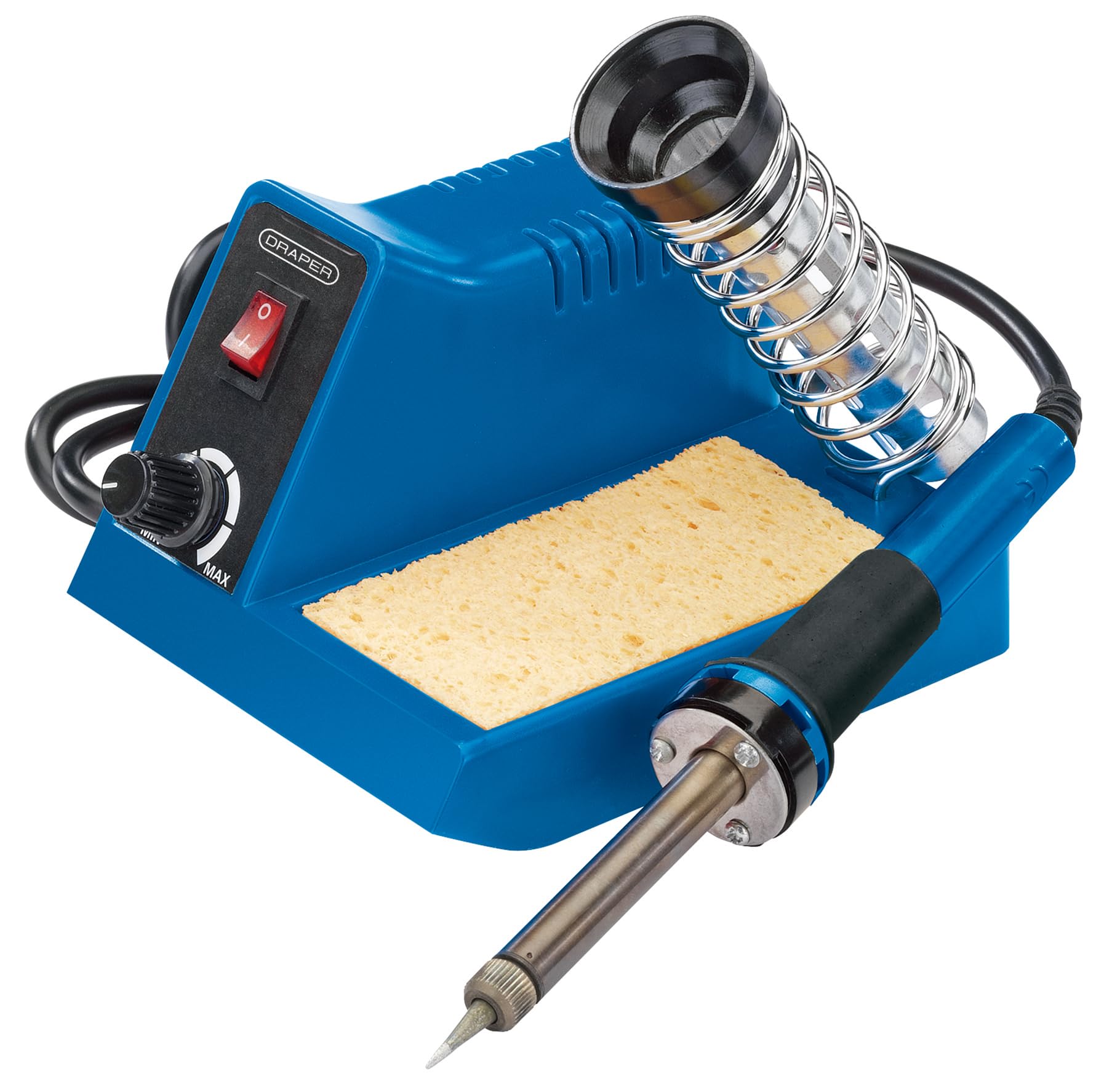 Draper 230v Soldering Station | 40 W Multipurpose Soldering-iron Stand | Overheat Protection | Tip Sponge | Heat Output Dial | 61478