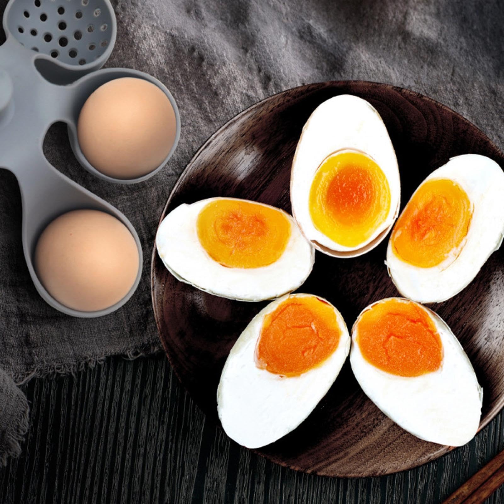 Silicone Egg Cooker Cups, Egg Poacher Set, 5.12x5.12x4.92 Inches High Temperature Resistant Dishwasher Safe Compact Stackable Design, Kitchen Storage Rack for Easy Drawer