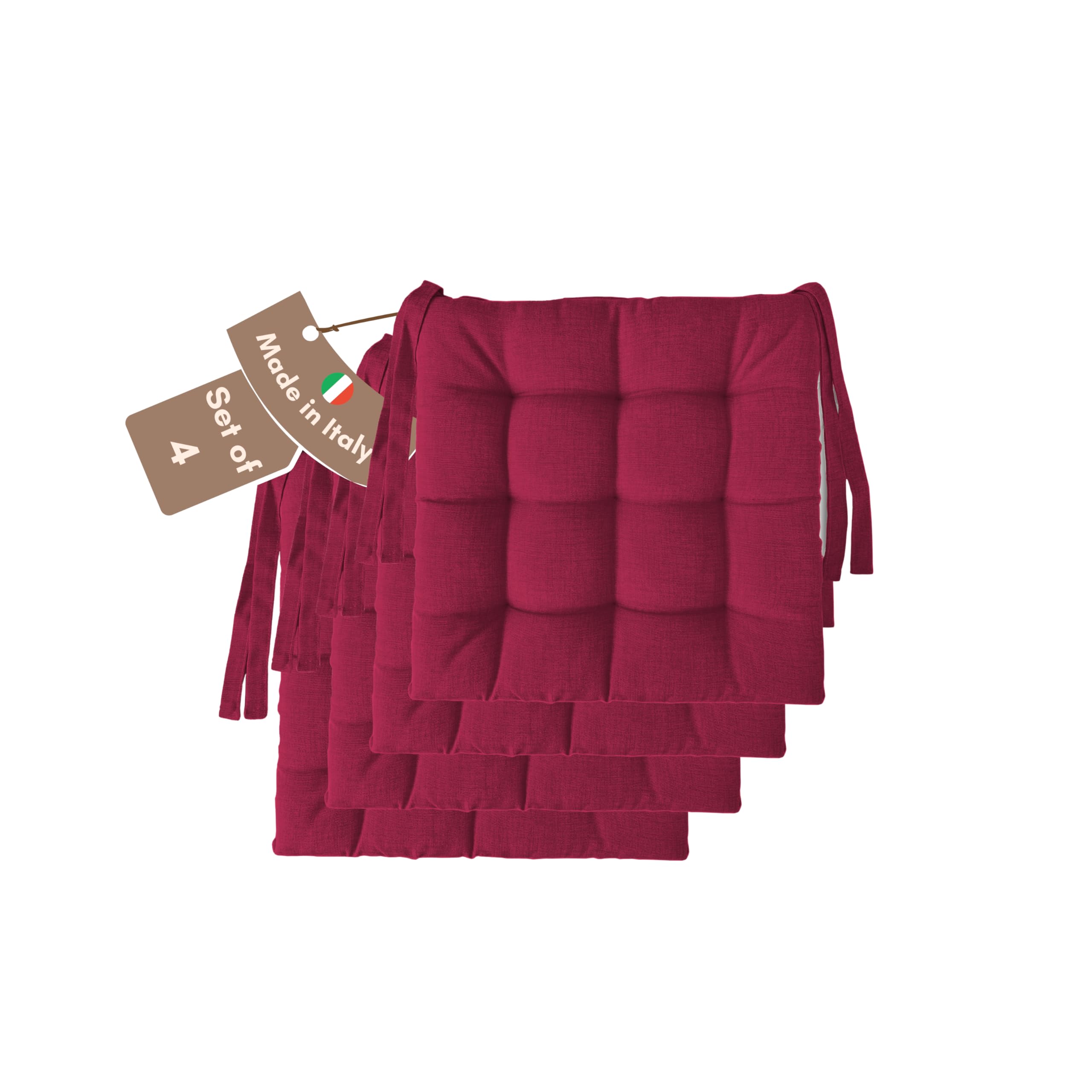 Il Tuo Artigiano Design Set of 4 or 6 Cushions for Kitchen Chairs, Made in Italy, Kitchen Chair Cushions, Set of 6, 40 x 40 cm, Thickness 6 cm, Sponge and Soft Acrylic Padding (4, Fuchsia) — image 1