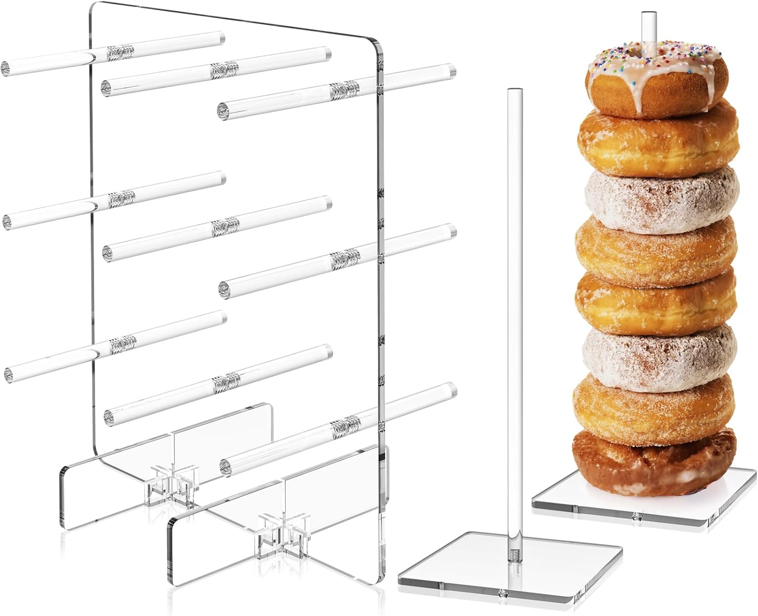 ULENDIS 3 Pack Acrylic Donut Wall Display Stand, Clear