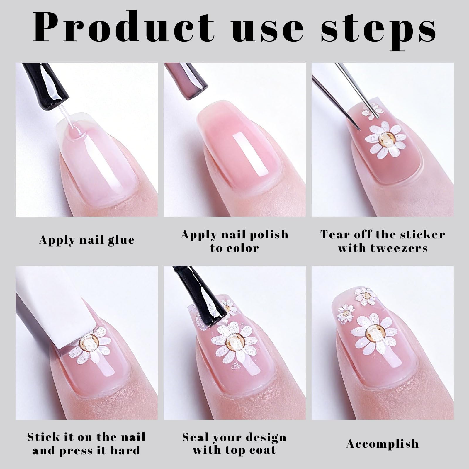 Stickers Autocollants Nail Art - Motifs Roses Et Strass - Accessoire Ongles - Neuf Made In France