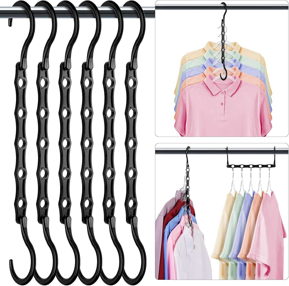 HOUSE DAY Closet Organizers and Storage 6 Pack, College Dorm Room Essentials, Multifunctional Organizer Magic Space Saving Hangers