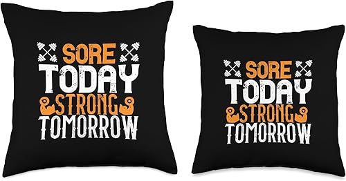 Miniatura 3 de Fitness Gym Lover Health Nutrition Concerned Co Sore Today, Strong Tomorrow-Funny Gym Trainers Throw Pillow, 18x18, Multicolor