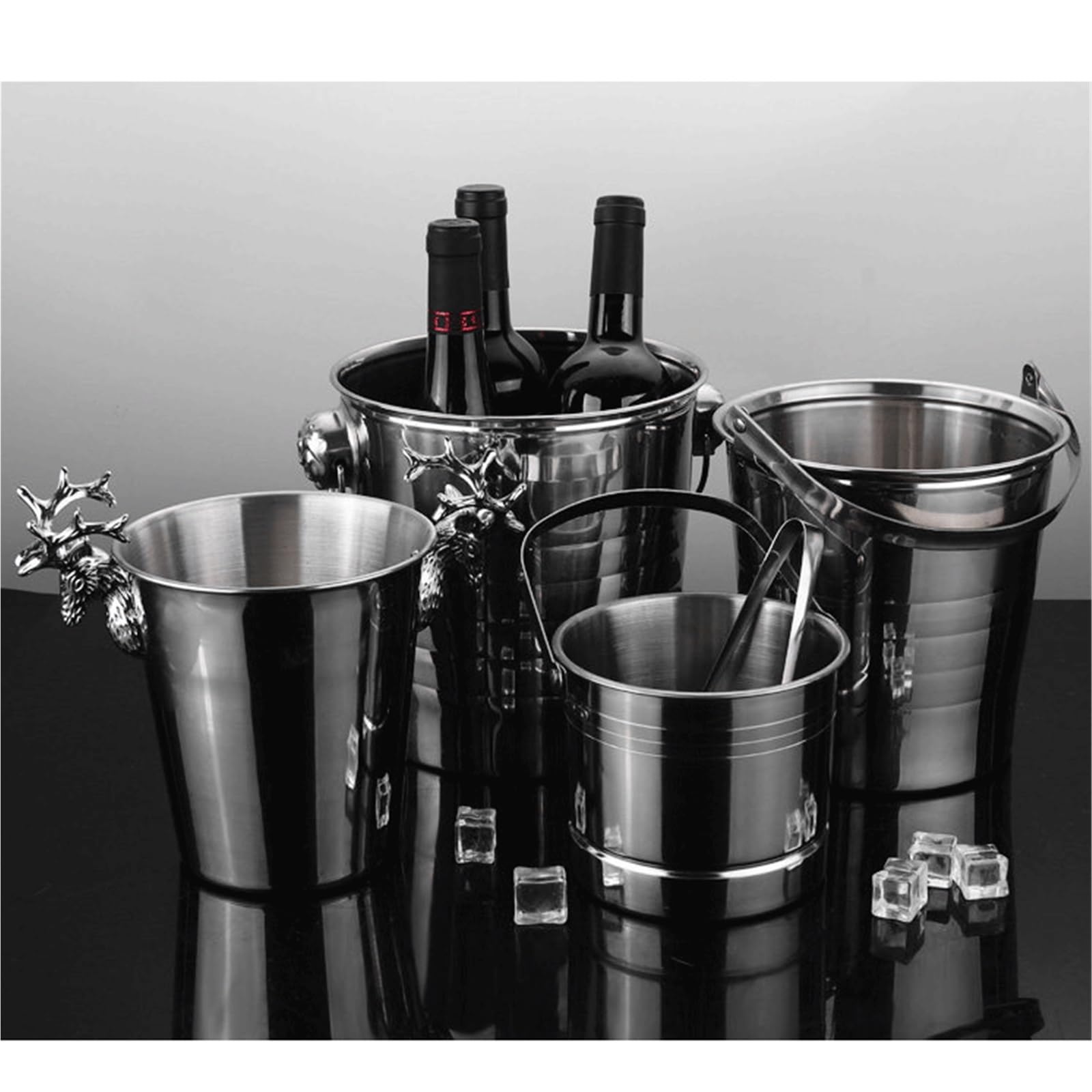 DengxiaoqingOZ Cubo de champán Cubiteras de Acero Inoxidable Fusión Cubitos Hielo Cubo/Enfriador de Bebidas(Medio)