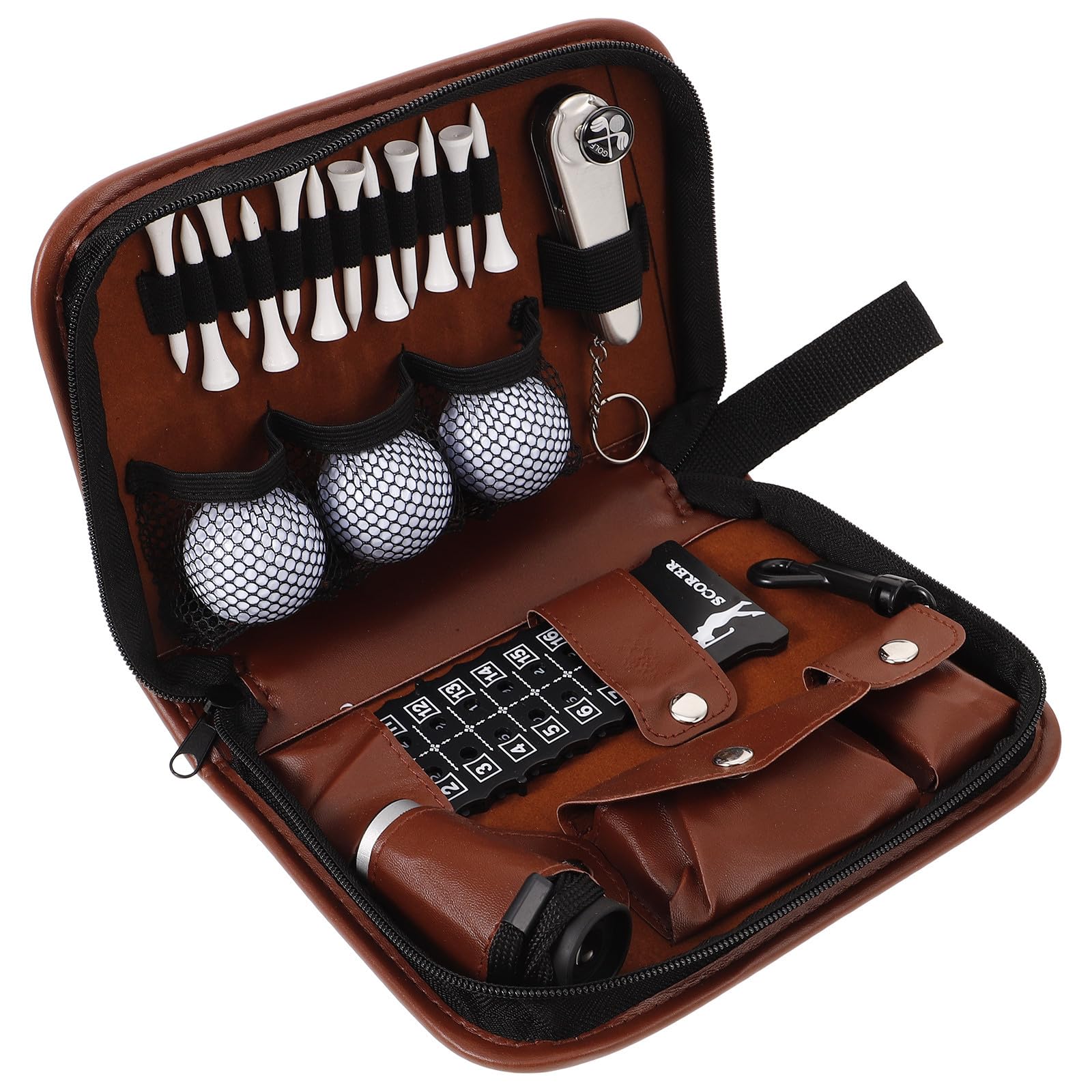 Golfbeutel Outdoor Golf Werkzeugset mit Aufbewahrungstasche aus PU Leder