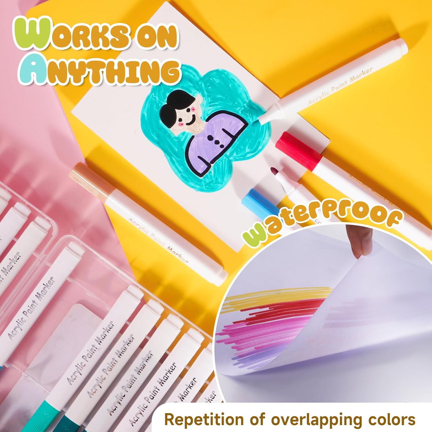 48 Colors Alcohol-Free Acrylic Paint Markers Set