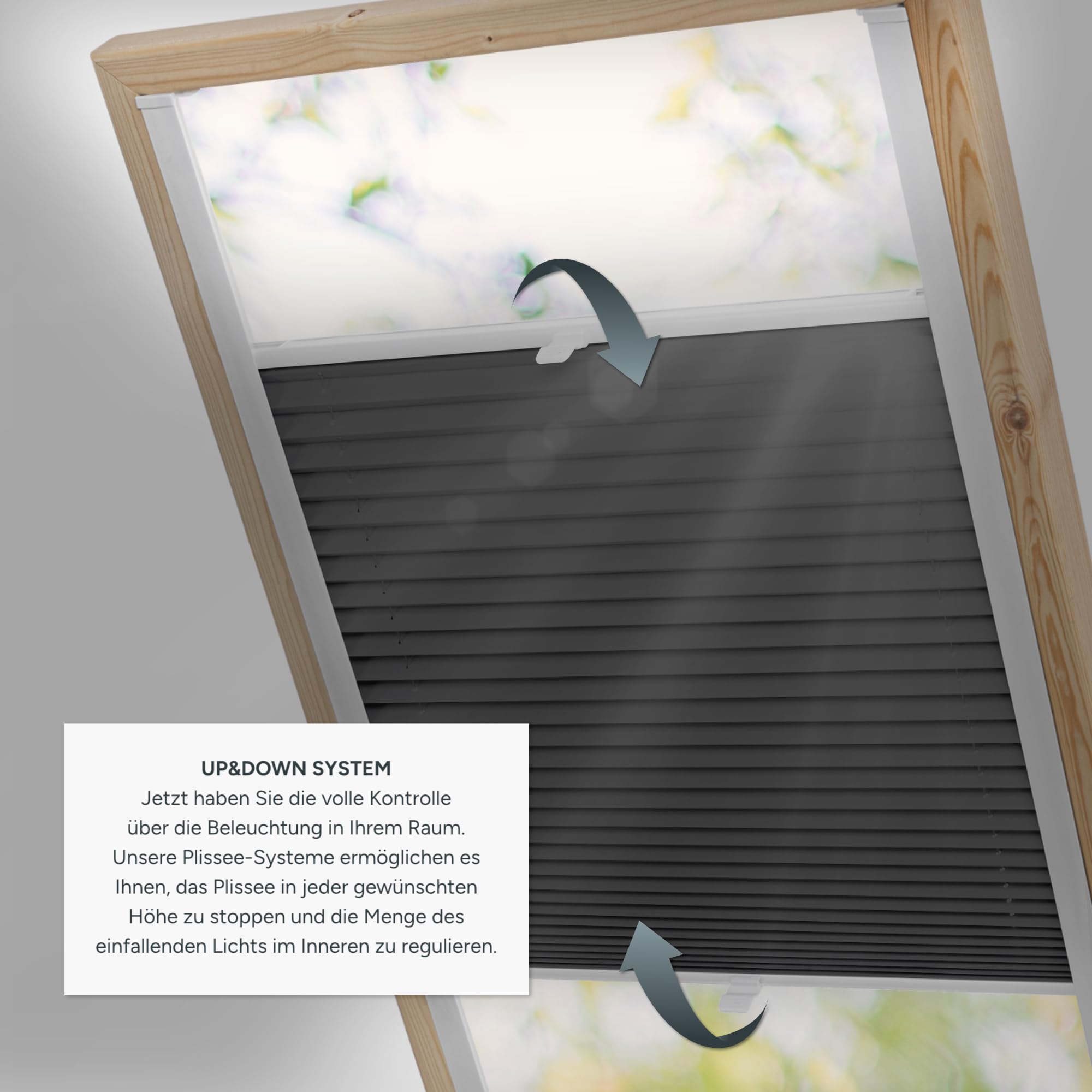 Estika Tenda plissettata oscurante termica per finestra da tetto Velux con foratura - Modello: F06 - Colore del tessuto: Grafite-bianco (Blackout) - per interni, protezione solare