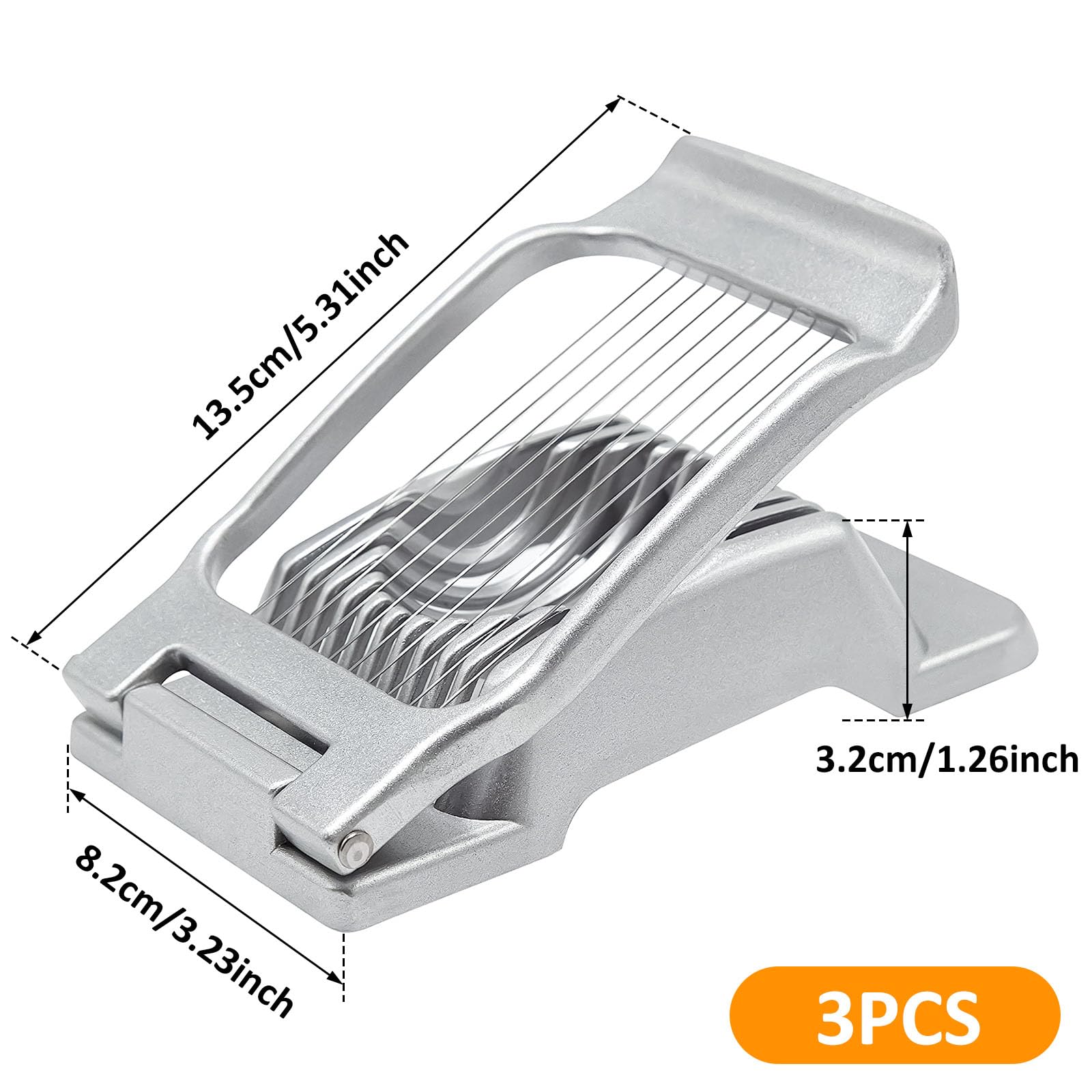 3 Packs Egg Slicer, Strawberry Slicers, Multipurpose Egg Cutter for Boiled with Stainless Steel Wire, Heavy Duty Aluminium Cutter Dishwasher Safe for Strawberry Soft Fruit and Food