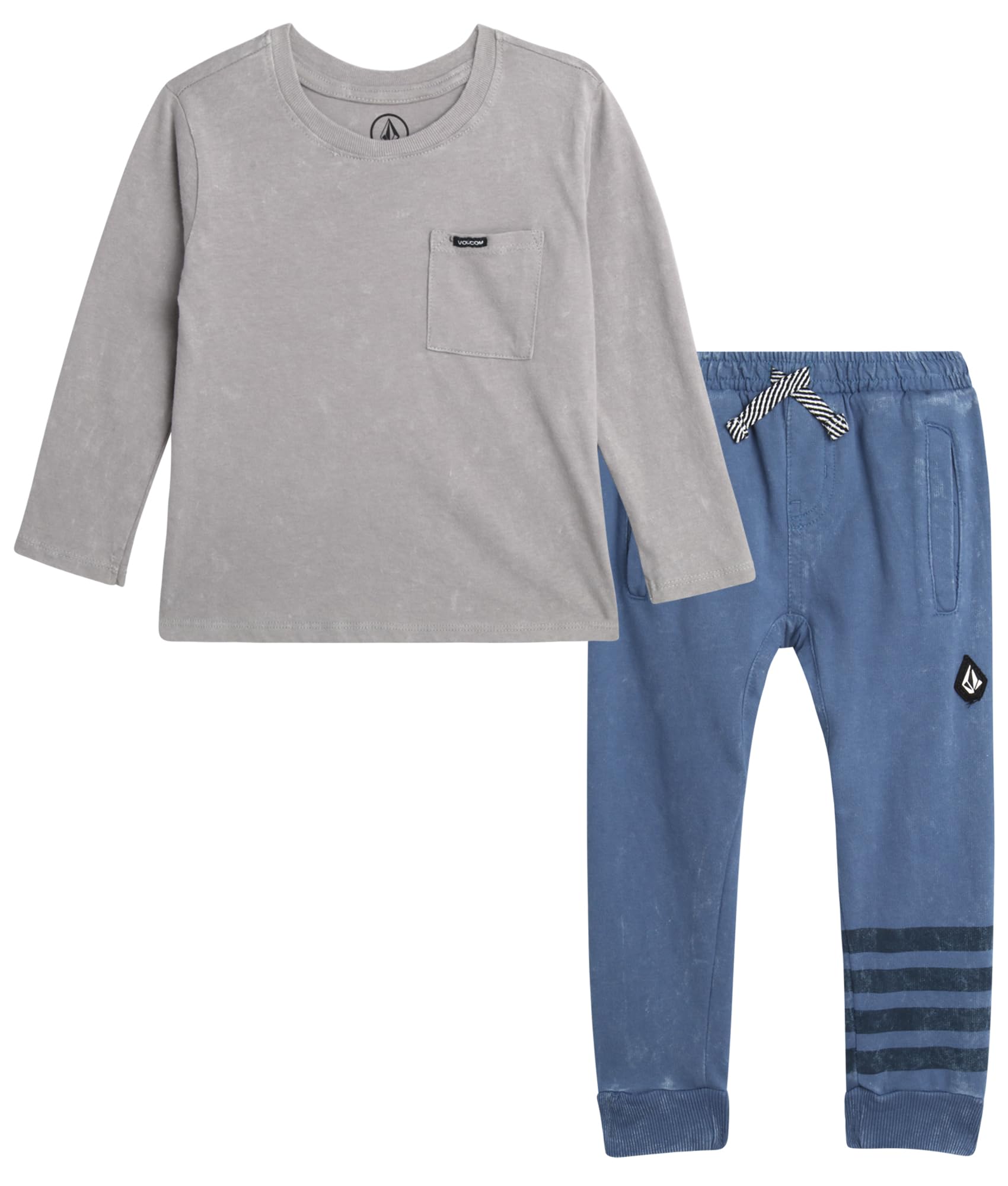 Volcom Baby Boys Pants Set - 2 Piece Long Sleeve Jersey Shirt and French Terry Joggers Playwear for Infant/Little Boy (12M-7)