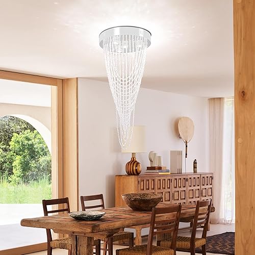 Miniatura 2 de Finktonglan Candelabro LED de cristal moderno de 16 pulgadas, lámpara de techo de montaje empotrado, lámpara de comedor de flores para sala de