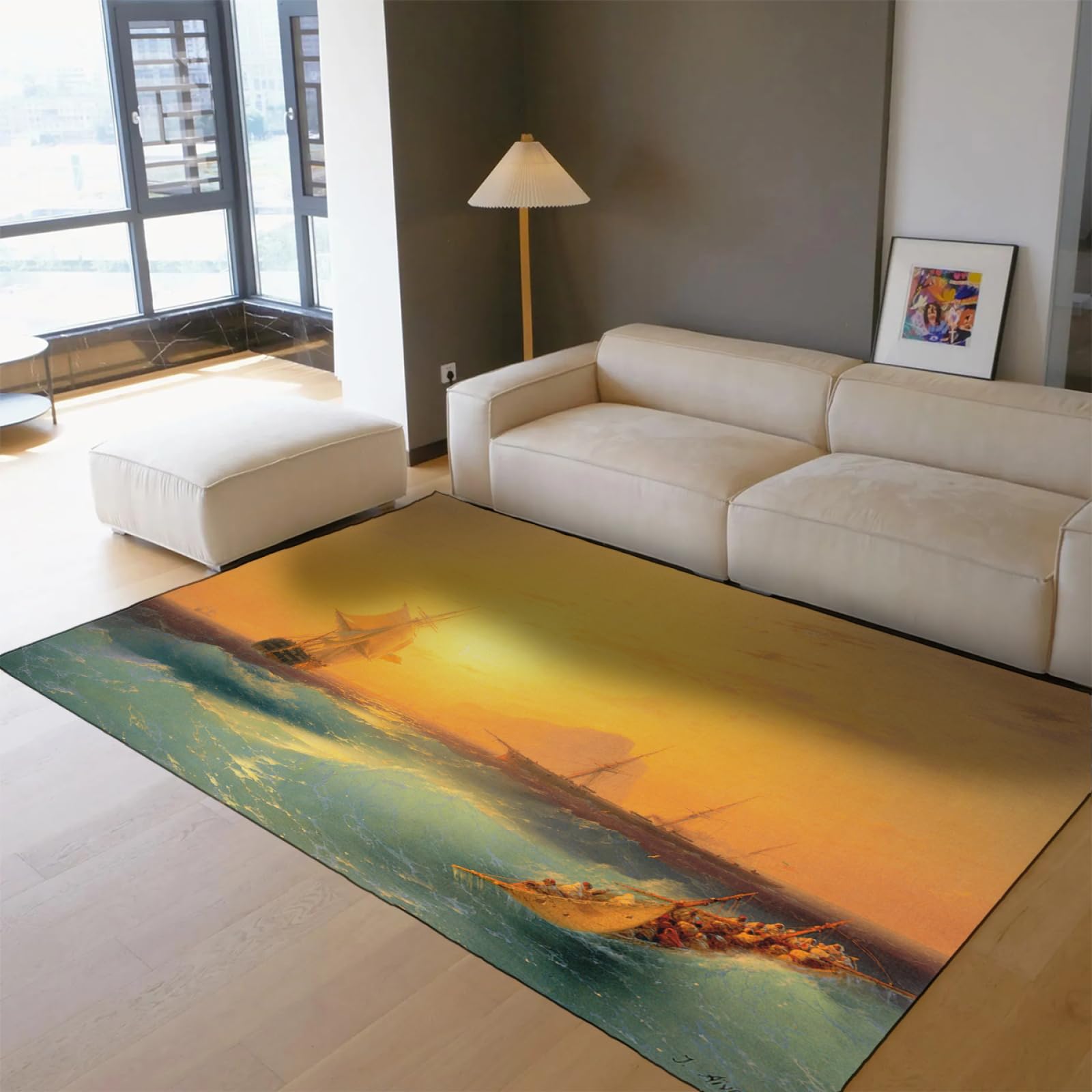 Tapis de salon grande taille 180x400 marin Ivan Aivazovsky pour grand séjour lumineux