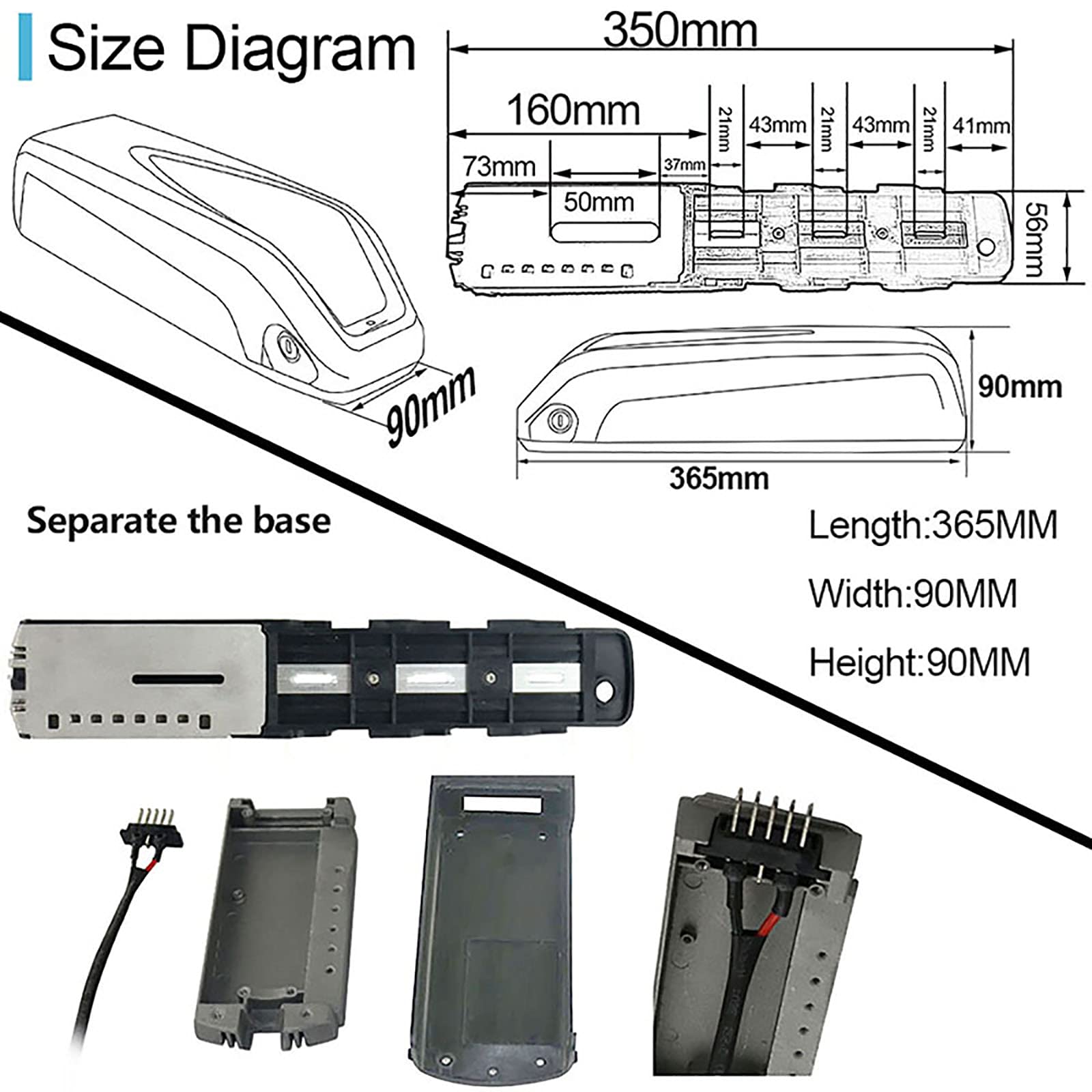 36V Mini Batterie de Hailong 15Ah Batterie électrique Adulte de vélo pour 150W/200W/250W/300W/350W/500W Moteur (36V 15Ah (100W-500W))