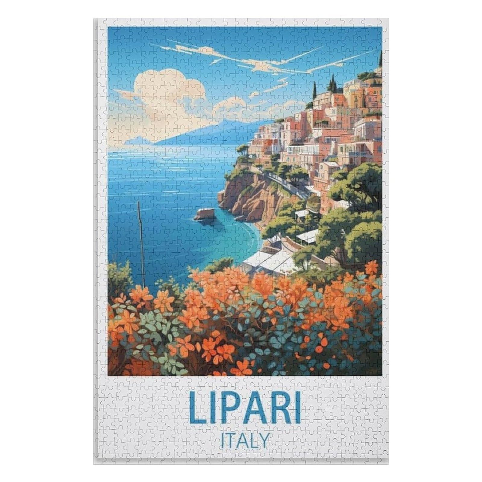 Recreation Suitable for Adults to Reduce Stress，Lipari Italy，Adults 1000 Piece Jigsaw Puzzle- Christmas，38x26，paper puzzle，AA-895
