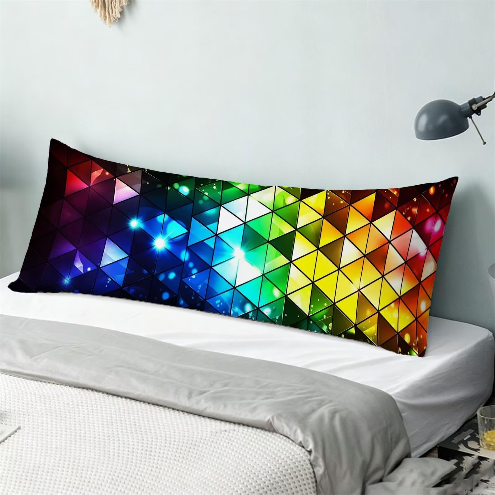 Funda de Almohada 60 x 180 cm Color Protector Almohada 180 cm con Cremallera Invisible, Lino Durable y Transpirable Pillow Case Brillante Impresión a Doble Cara para Cama, Sofá y Dormitorio dg-467