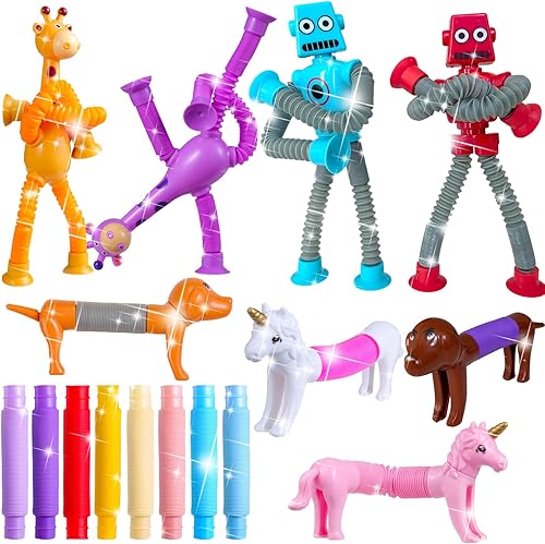 Miniatura 1 de FIDWOD 16 piezas de juguetes de relleno de calcetines para niños tubos sensoriales antiestrés para niños y niñas, regalos de fiesta con ventosa