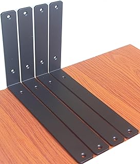 4 Pack - L12" x H 8" x W 1.5", 5mm Thick Rustic Shelf Bracket, Iron Shelf Brackets, Metal Shelf Bracket, Industrial Shelf Bracket, Modern Shelf Bracket, Decorative Shelving, Shelf Supports with Screws