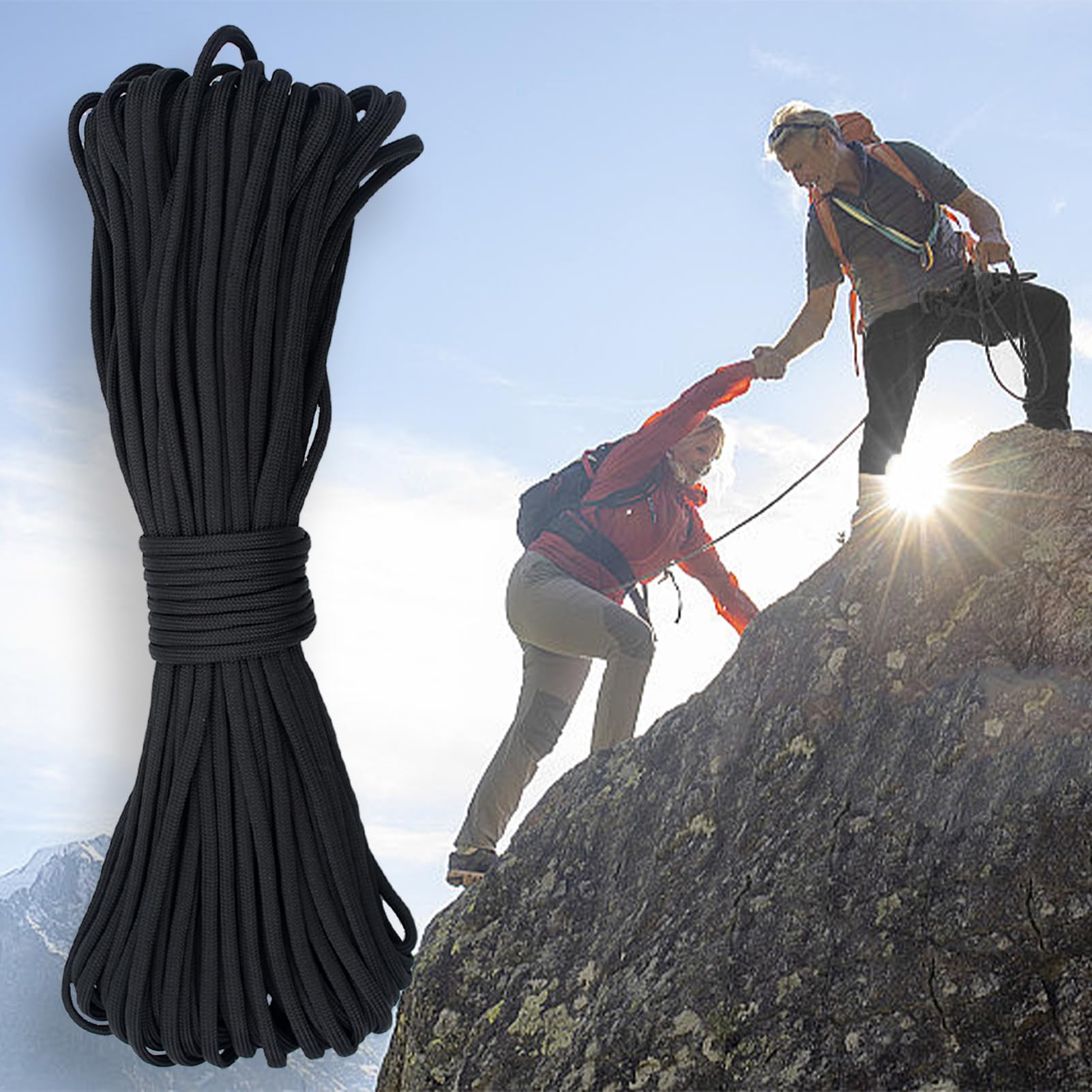 31m*4mm Paracord,Cuerda Paracord,Paracord 7 Core Strands,Cuerda Camping,Cuerda para Pulseras,7 Hilos,para Acampar al Aire Libre y la Supervivencia 102ft(Negro)