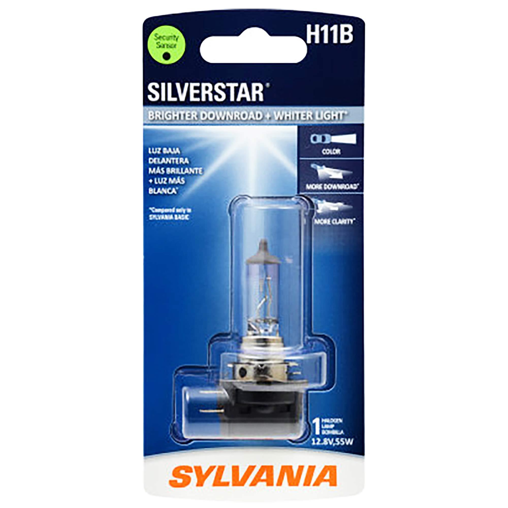 SYLVANIAH11B SilverStar - High Performance Halogen Headlight Bulb, High Beam, Low Beam and Fog Replacement Bulb, Brighter Downroad with Whiter Light (Contains 1 Bulb)