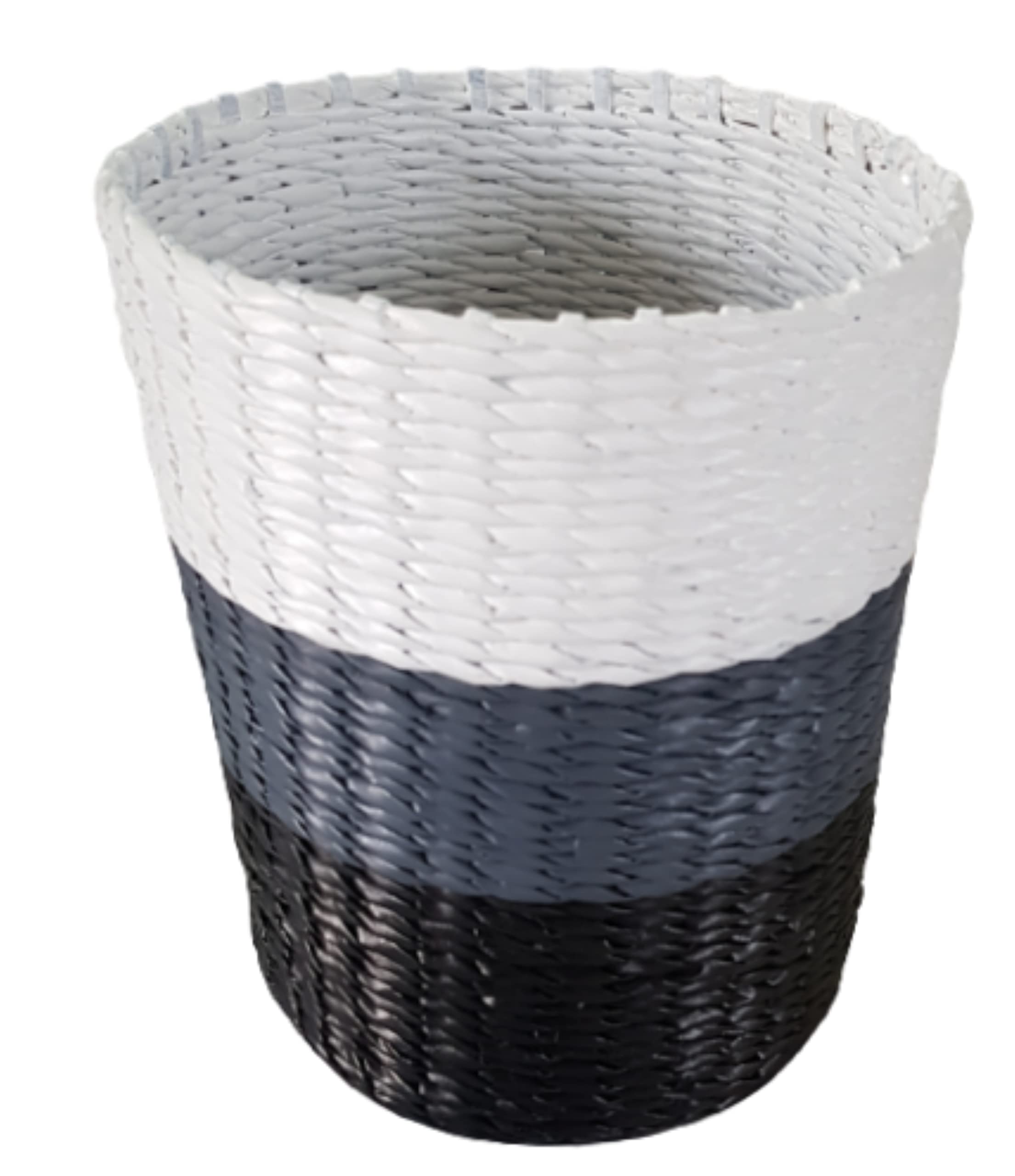 Sonas Creation Paperus, Standard Size 10 liter, 11 Inch Tall, Black, White & Grey, Open-top Dustbin, Waste Basket, Trash Can, Storage Basket, Eco-friendly, Handmade, of Paper Ropes-image-16