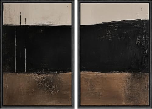 Miniatura 141 de SIGNLEADER Lienzo enmarcado para pared, juego de arte geométrico de mediados de siglo, formas de tocadiscos de música, ilustraciones abstractas,