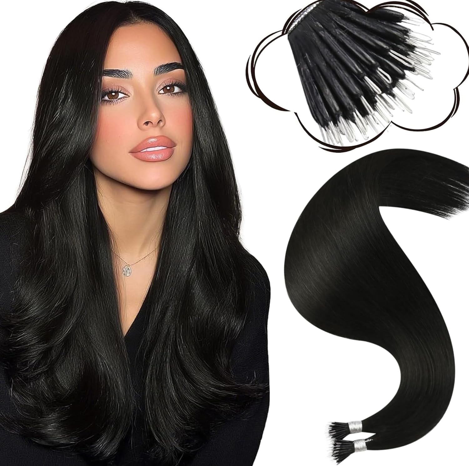 Moresoo Nano Hair Extensions Real Human Hair 16 Inch 50g/Pack Ash Blonde Highlight Nano Beads Hair Extensions Human Hair 1g/s Remy Straight Hair #P18/613 — view 18