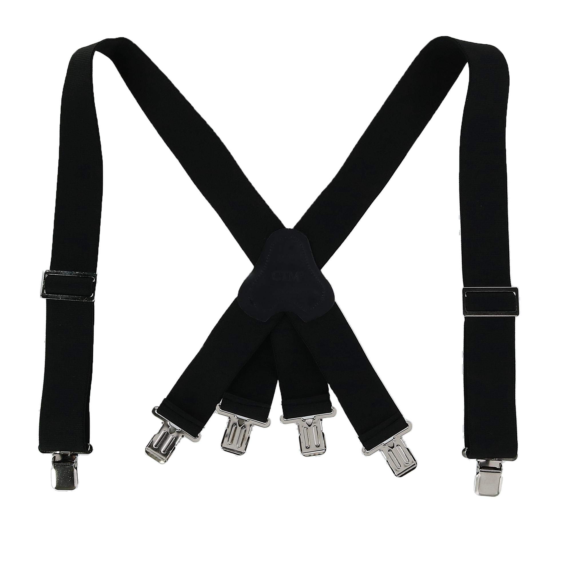 CTM Men's Elastic Clip-End 2 Inch Fireman Braces, Black