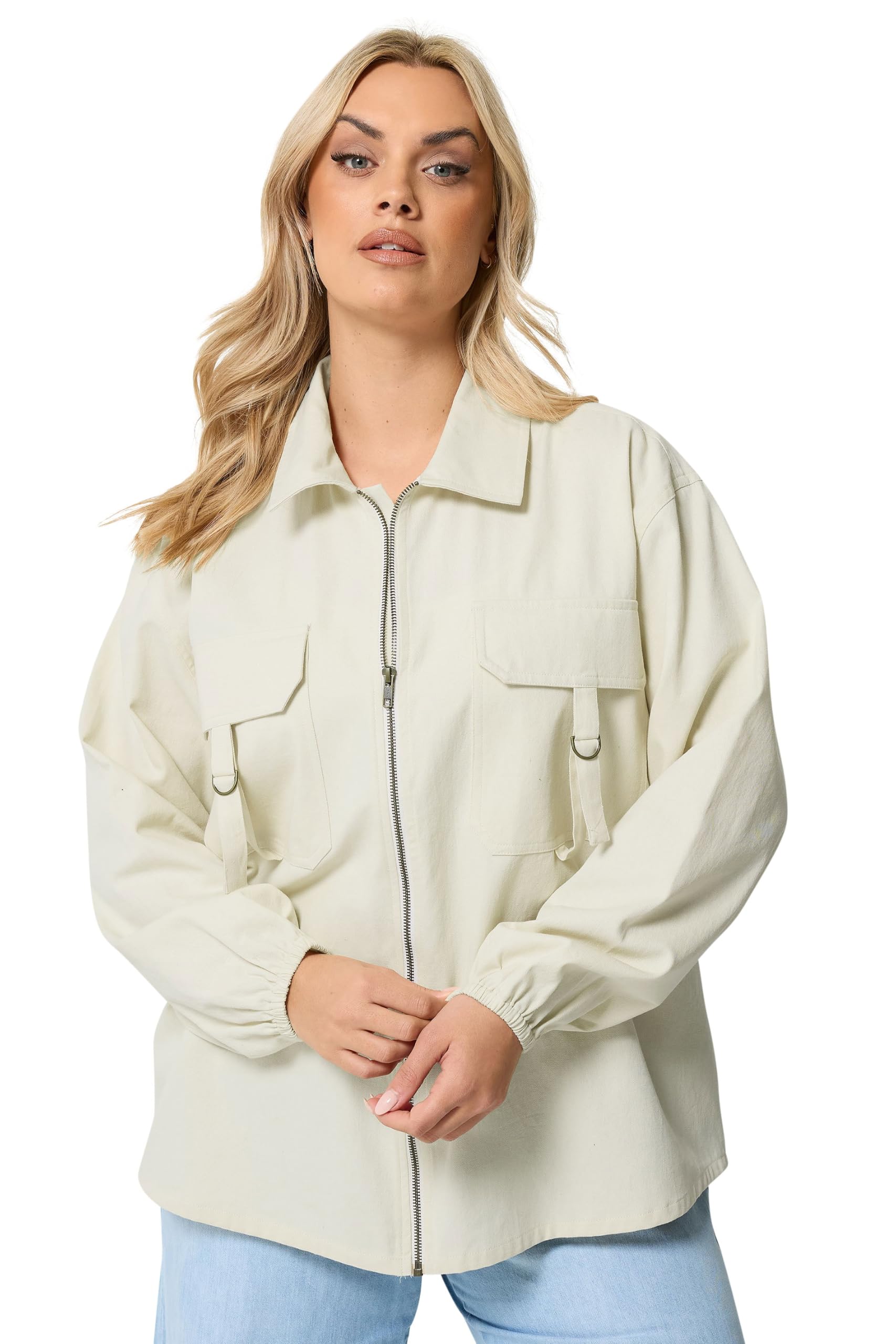 Yours - Women's - Utility Shacket - 22-24 - Ivory - Cotton
