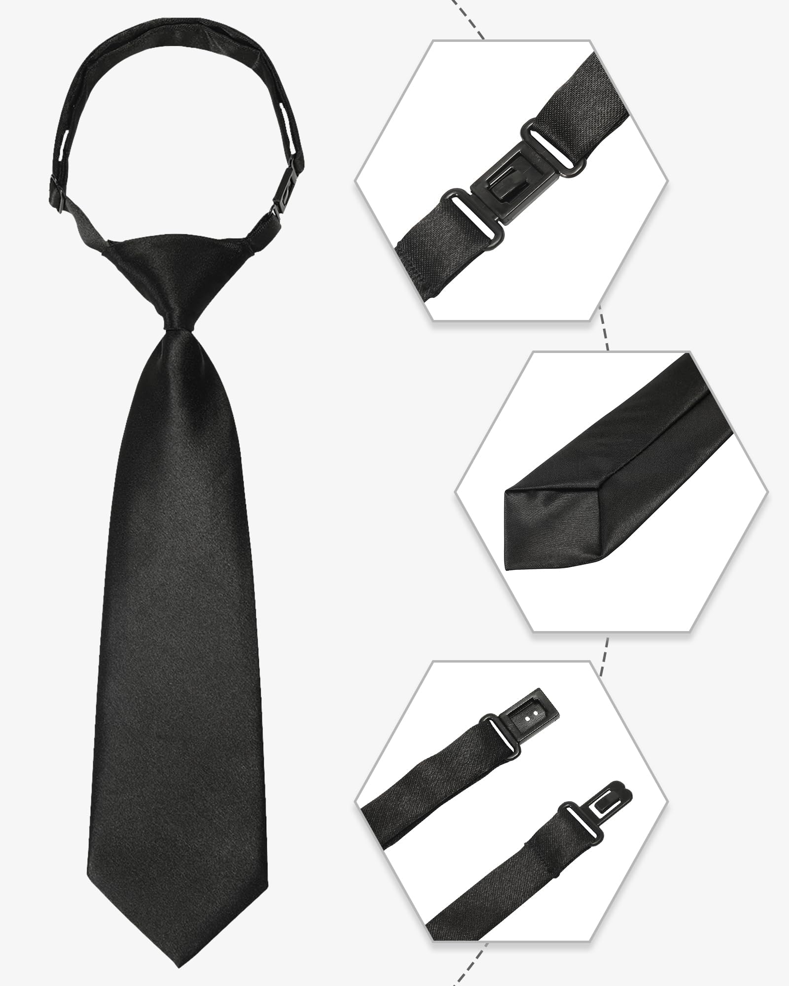 THE BOW TIE HOUSE Adjustable Satin Neck Tie for Kids | Party Wear Neck Tie for Boys | Toddler & Youth Necktie | Perfect for Weddings, Graduations, School Uniforms, and Party Wear | Black - 2-6 Years - Image 6 thumbnail
