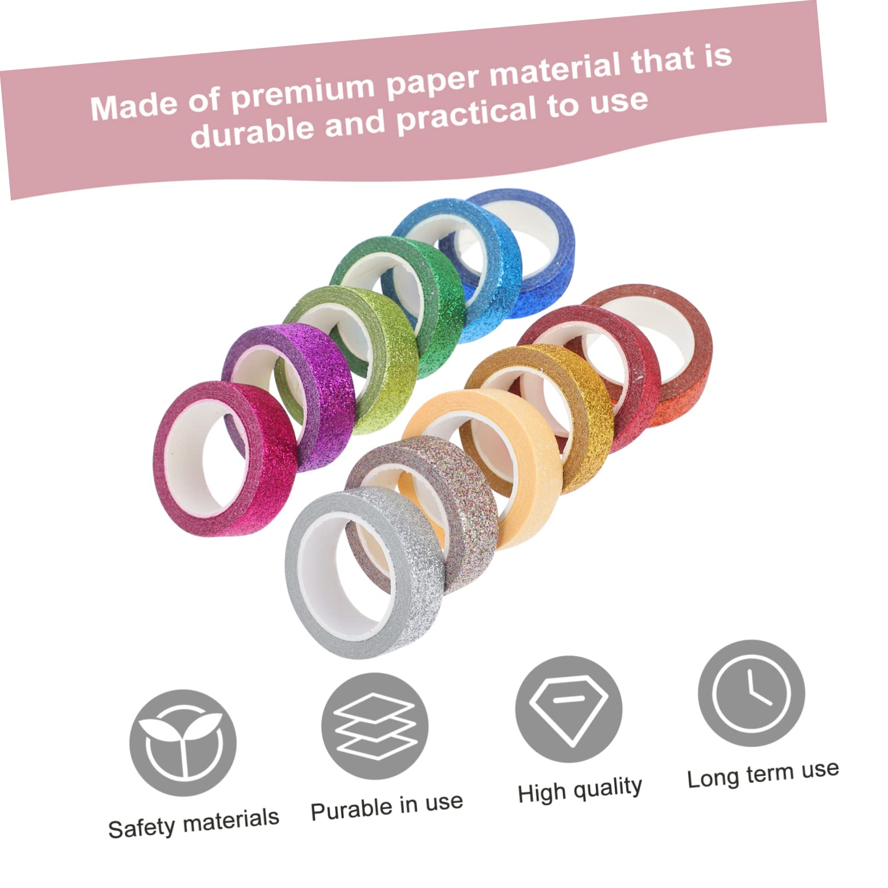 TEHAUX 24 Rollos Cinta washi Brillar Pegatinas Extra Ancho arcoíris Cinta magnética Cinta Adhesiva Cintas de Cuentas a Mano Cinta de Diario Navidad Decorar Japón Cinta de Papel