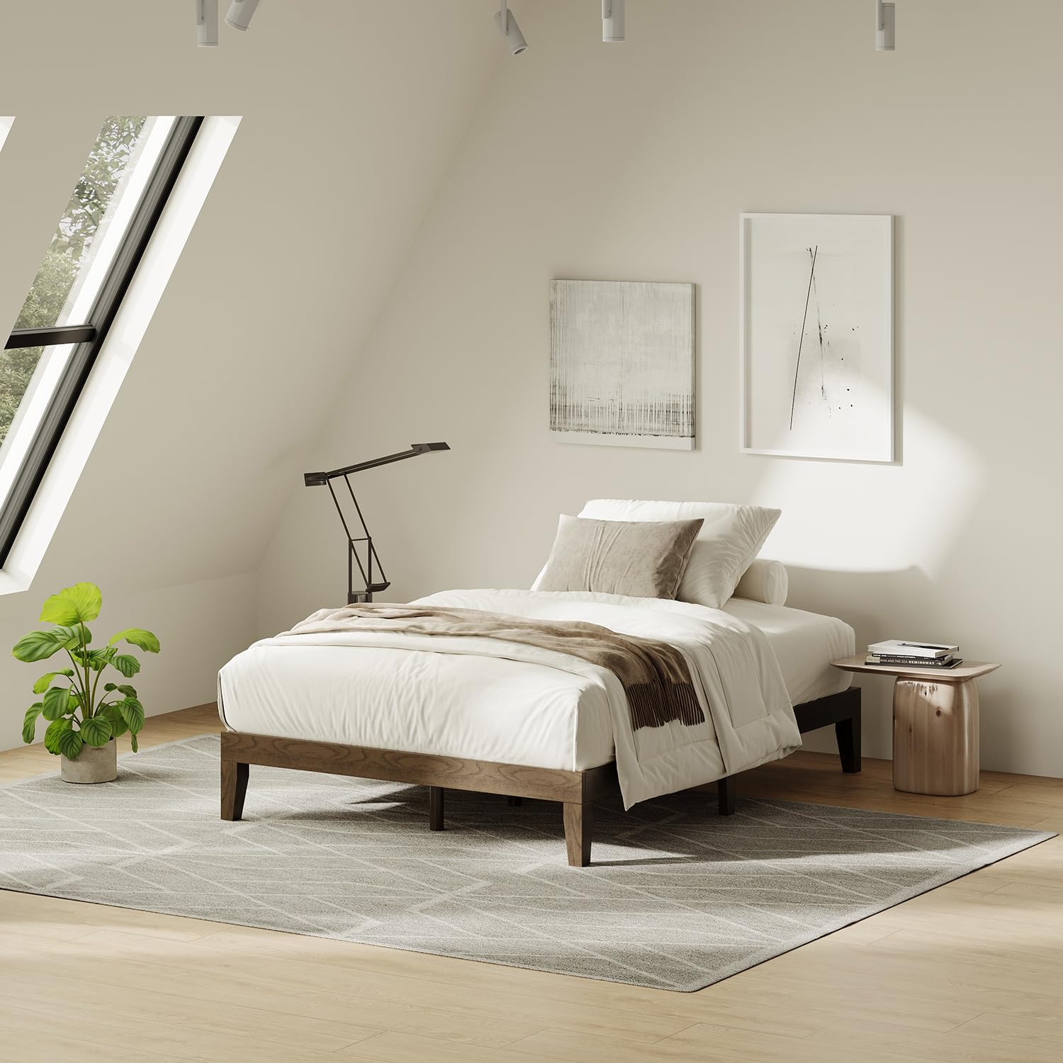 smartue Full Size Wood Platform Bed Frame, 12 Inch Solid Wood Bed Frame with Wooden Slats, No Box Spring Needed, Easy Assembly,Espresso