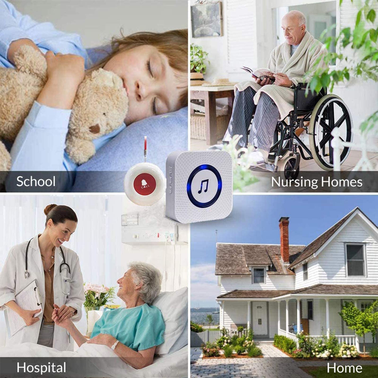 Wireless Caregiver Pager/Call Alarm/Emergency Pager/Panic Button/Home