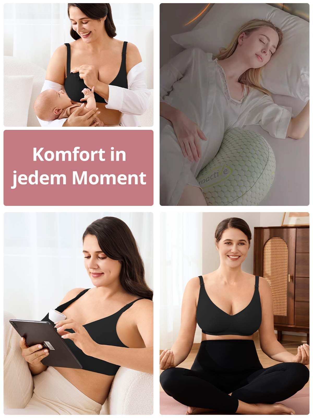Reggiseno per allattamento senza ferretto, senza cuciture, reggiseno per gravidanza e sonno, morbido bralette imbottito, per allattamento e vita quotidiana