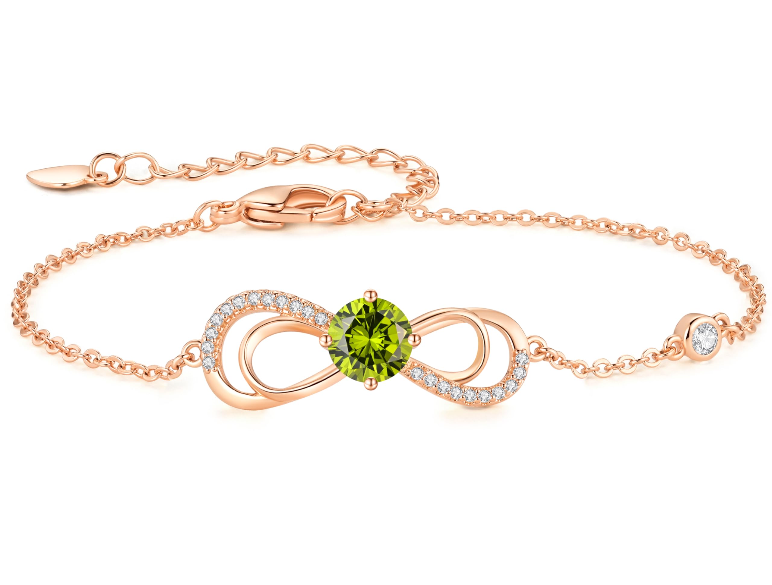 CDE Infinity Armband Damen Herz Geburtsstein Armkette Rosegold Kristallen Armkette Schmuck Muttertag Valentinstag Weihnachtsgeschenke Geburtstag Geschenke für Frauen Freundin Mama