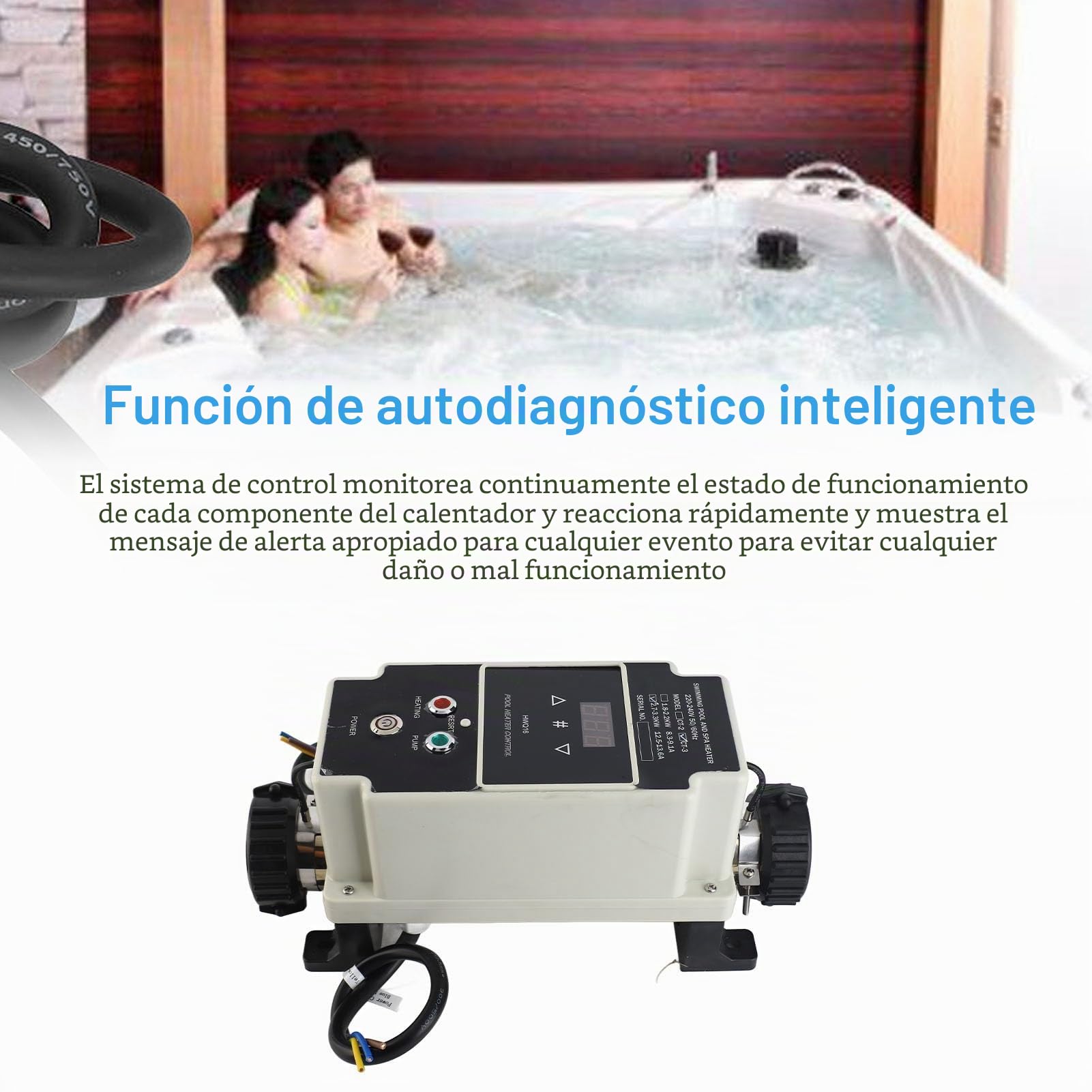 SEAFRONT Calentador de Agua para Piscina SPA, Autodiagnóstico Inteligente, Pantalla Digital, Termostato Eléctrico de Calentador de Agua de 2,7 a 3,3 KW
