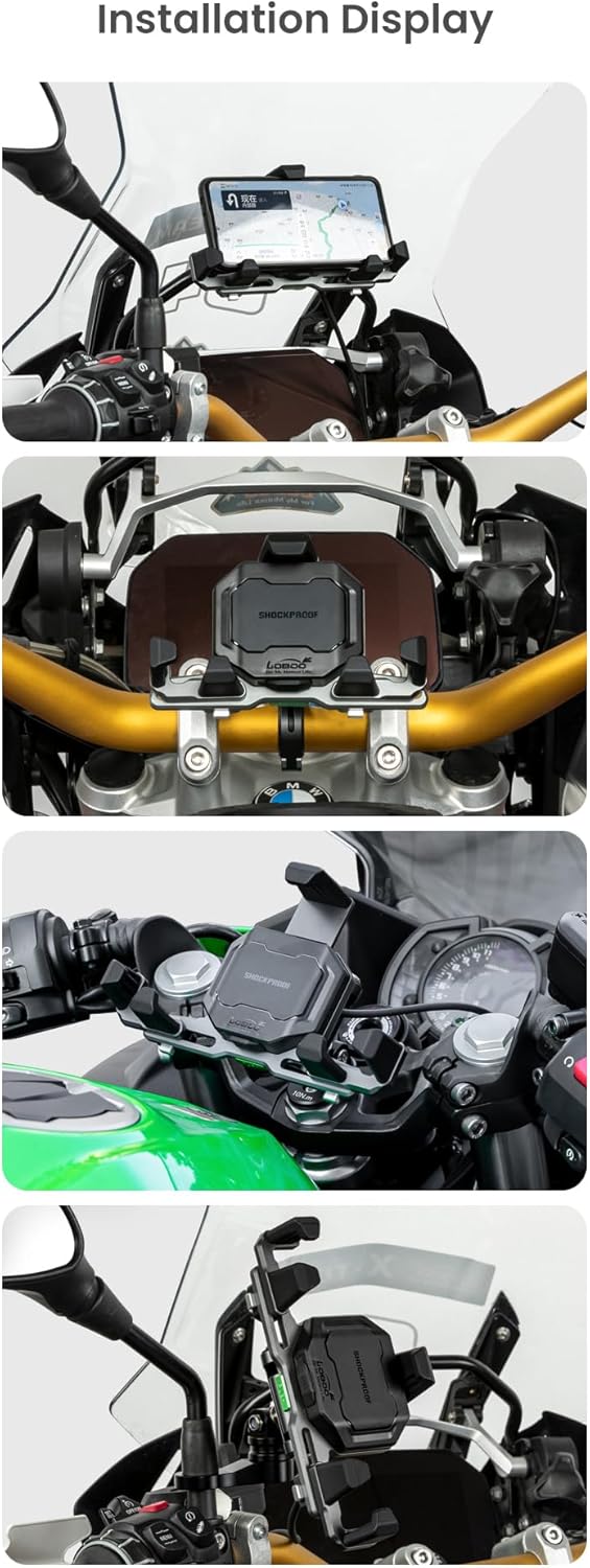 Installation display of Loboo Motorcycle Phone Mount