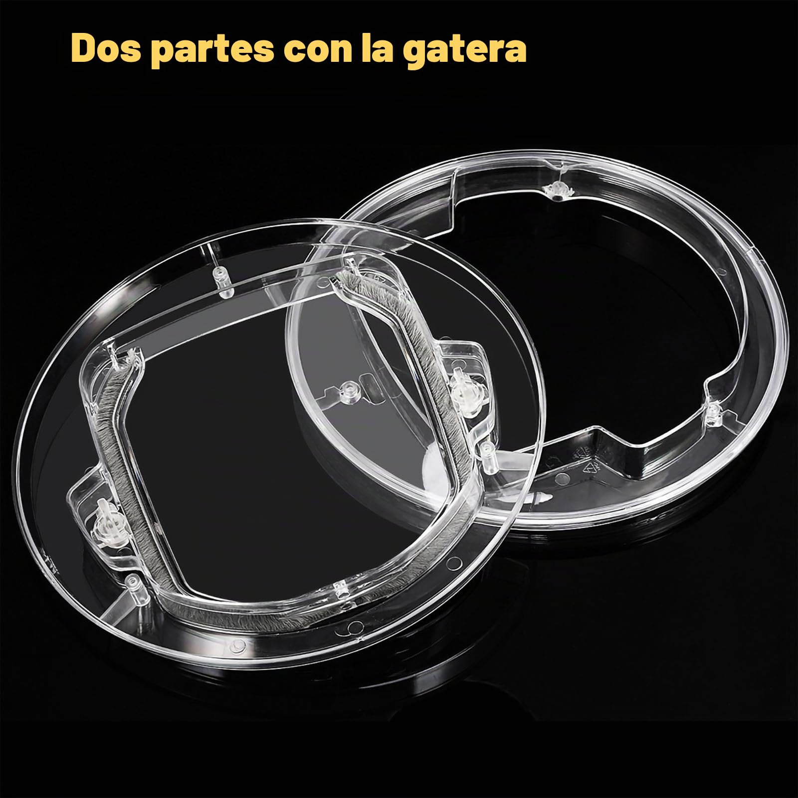 Gatera para gatos de cristal, puerta, cierre de 4 vías, puerta para gatos, transparente, reducción del ruido para gatos y 6 kg para perros de talla pequeña