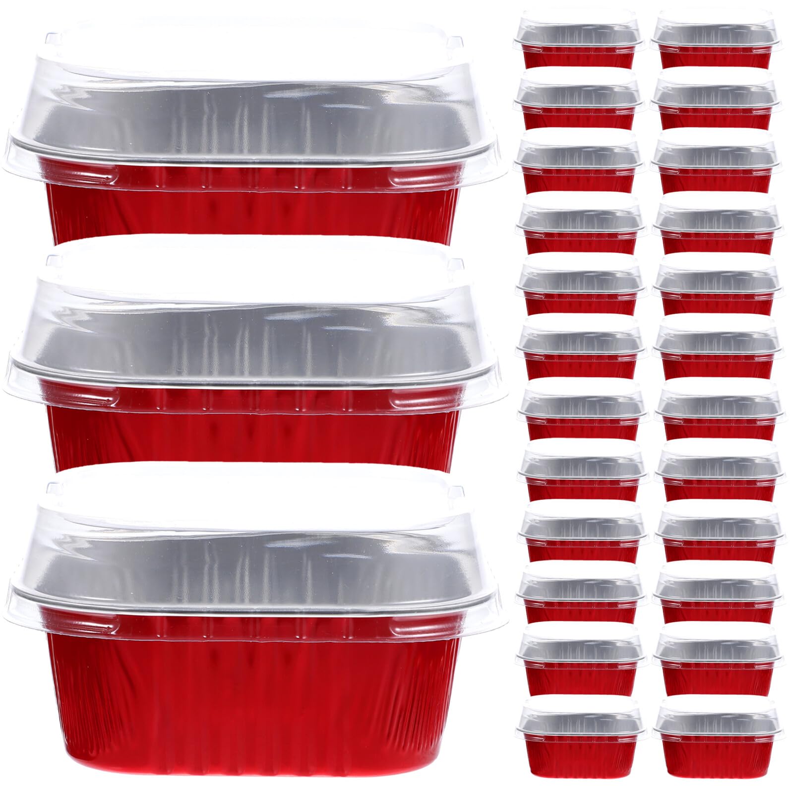Didiseaon Set da 40 Scatole per Torte in Alluminio da 300Ml Coperchio Alto Rosso per Alimenti da Forno Ispessiti Resistenti al Calore per Cottura Barbecue e Conservazione