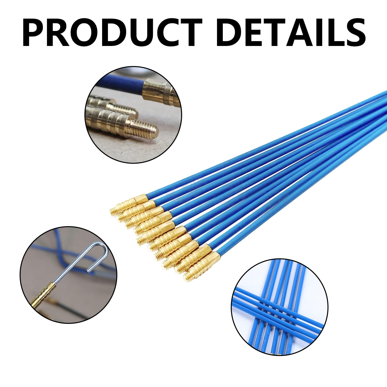 20 Varillas De Acceso Para Cables, Barra De Acoplamiento De Electricista, Kit De Entrada De Cable De Fibra De Vidrio, Espiral RetráCtil Con Muelle GuíA, Ayuda Para Tirar De Cables (33 cm)