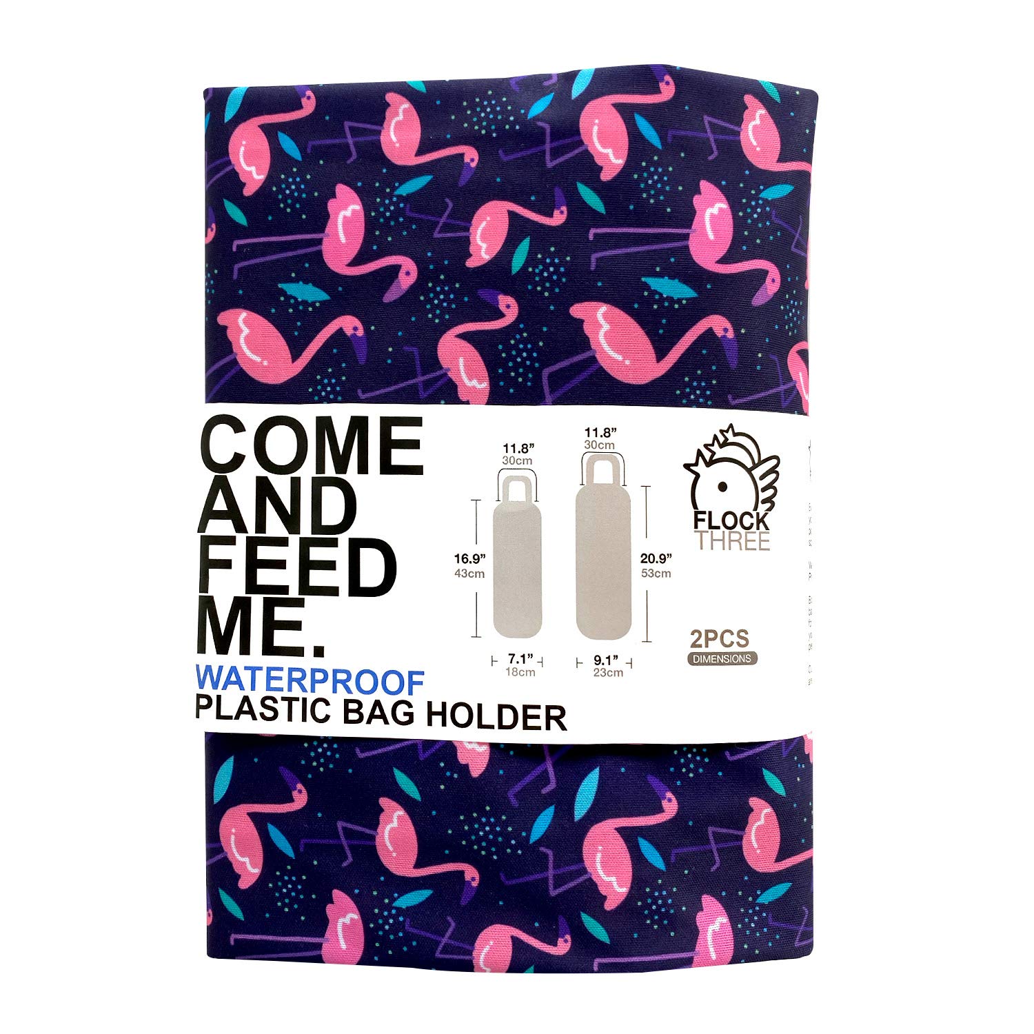 2 bolsas de basura de plástico impermeables para comestibles, organizador de bolsas de almacenamiento de cocina, dispensador de bolsas de almacenamiento de múltiples diseños, tamaños de flamencos