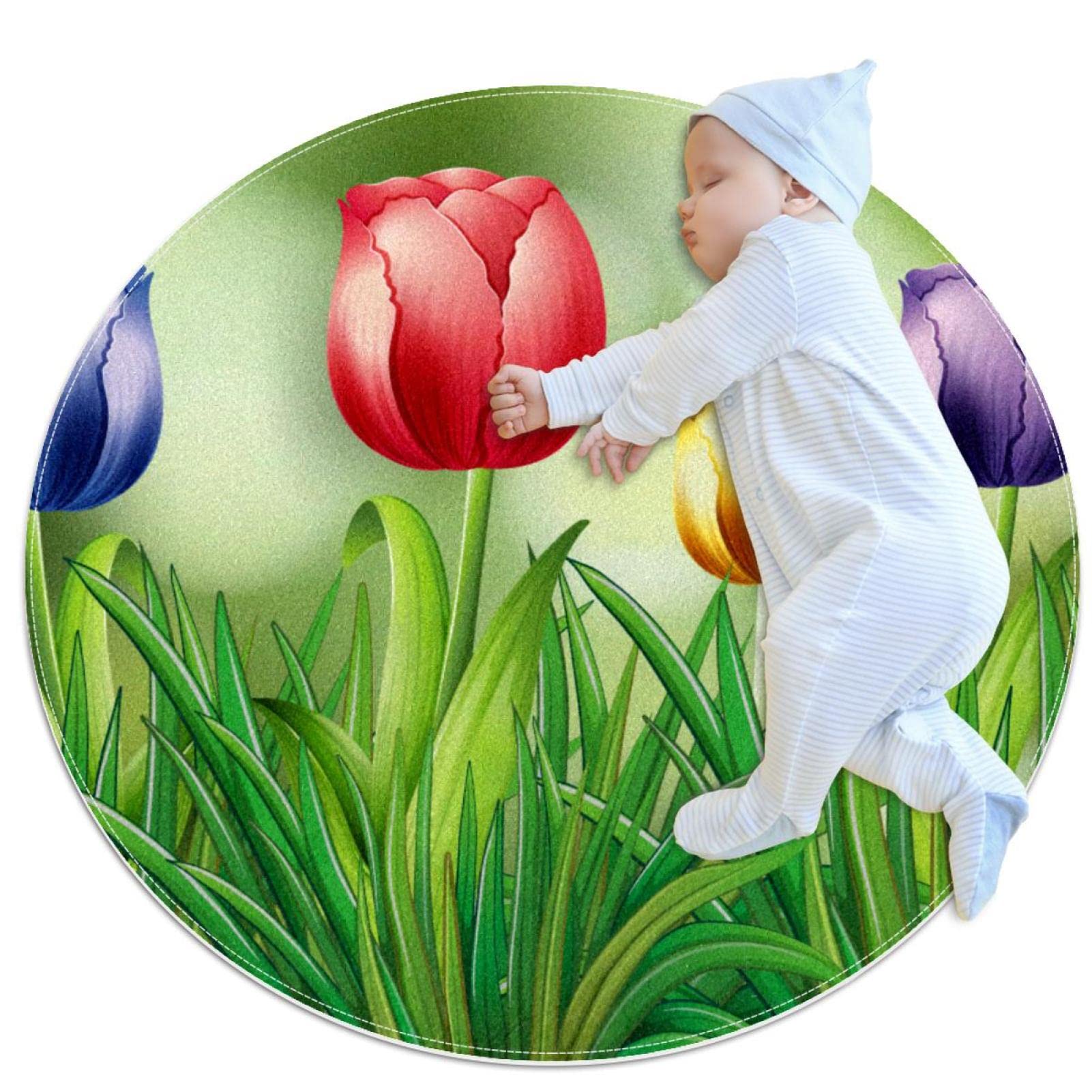 Tapis fleurs de tulipe JDEZ pour accompagner les premiers pas de bébé